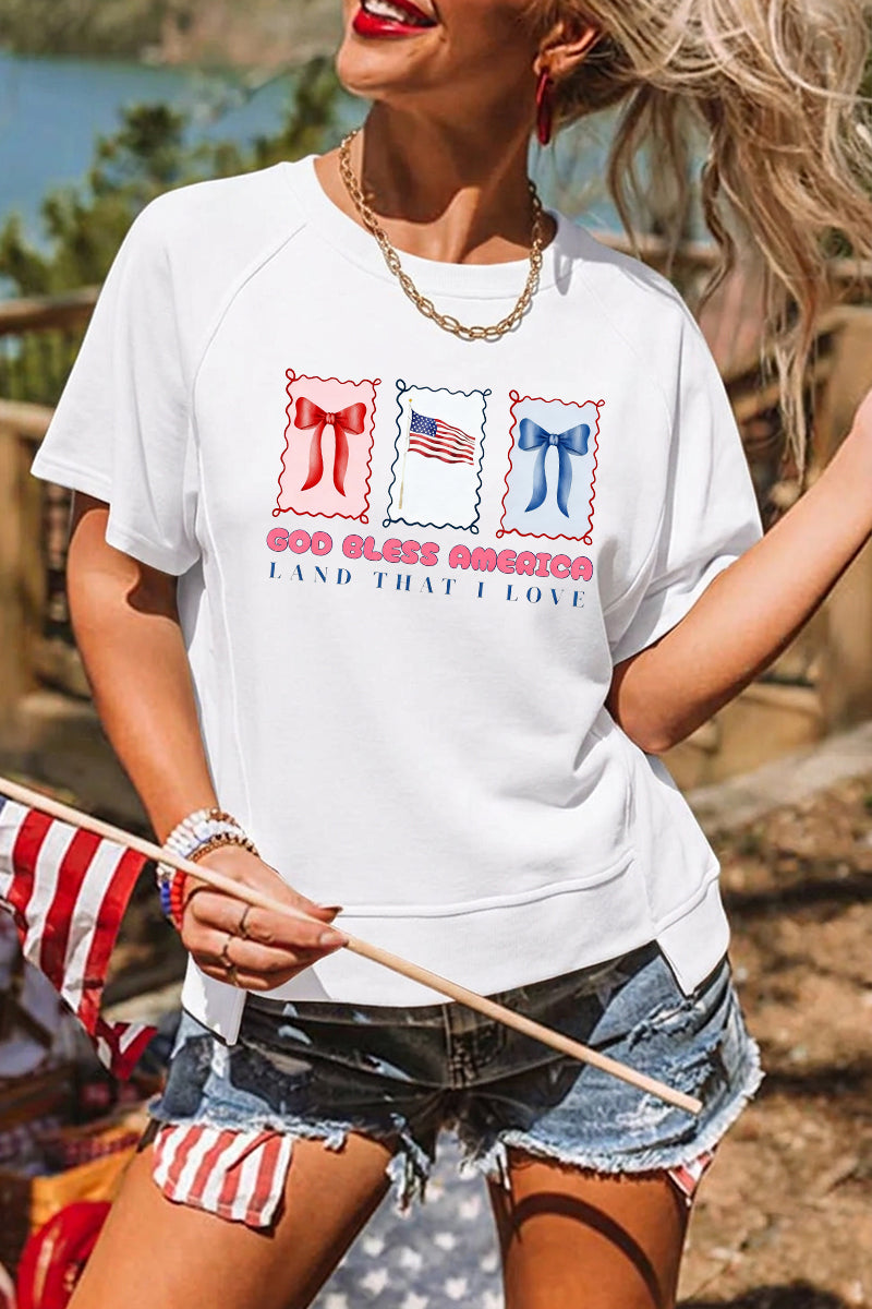 July 4th USA Flag Graphic T Shirt Women Casual