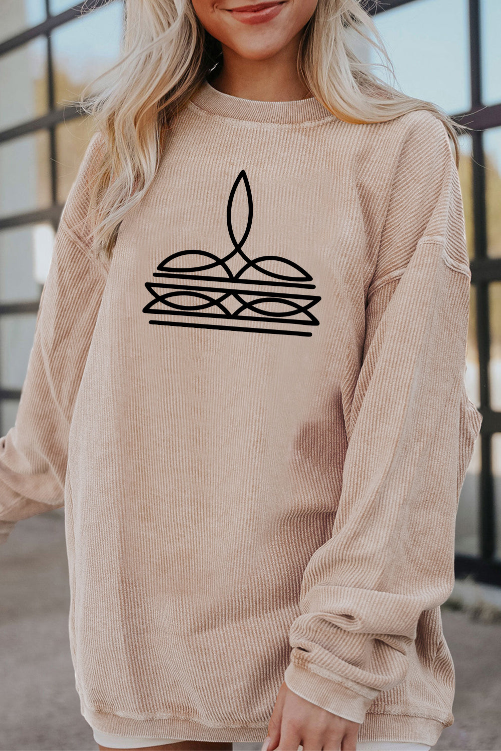 Western Minimal Line Art Casual Sweatshirt