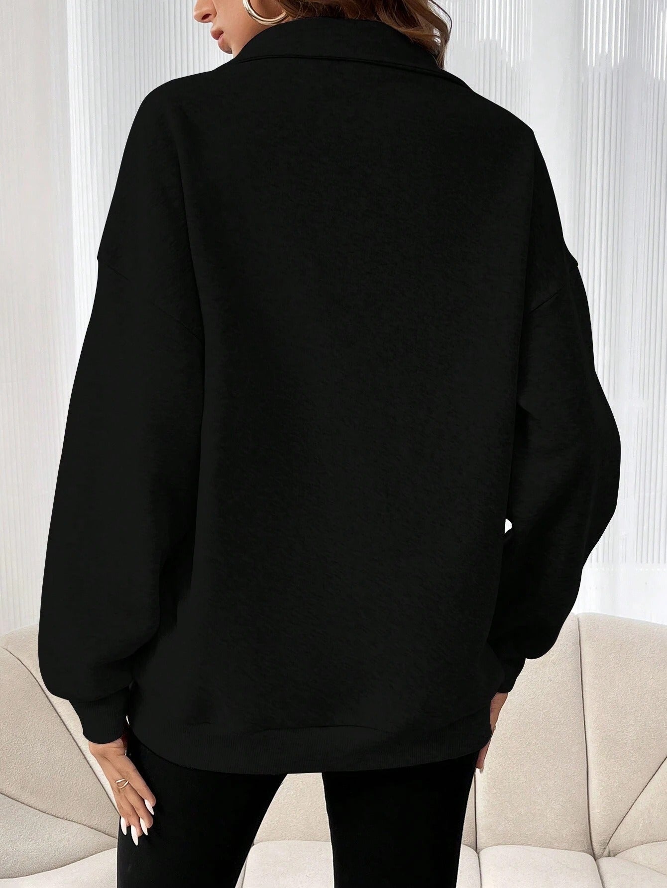 Cozy Quarter-Zip Pullover Sweatshirt Women Relaxed Fit