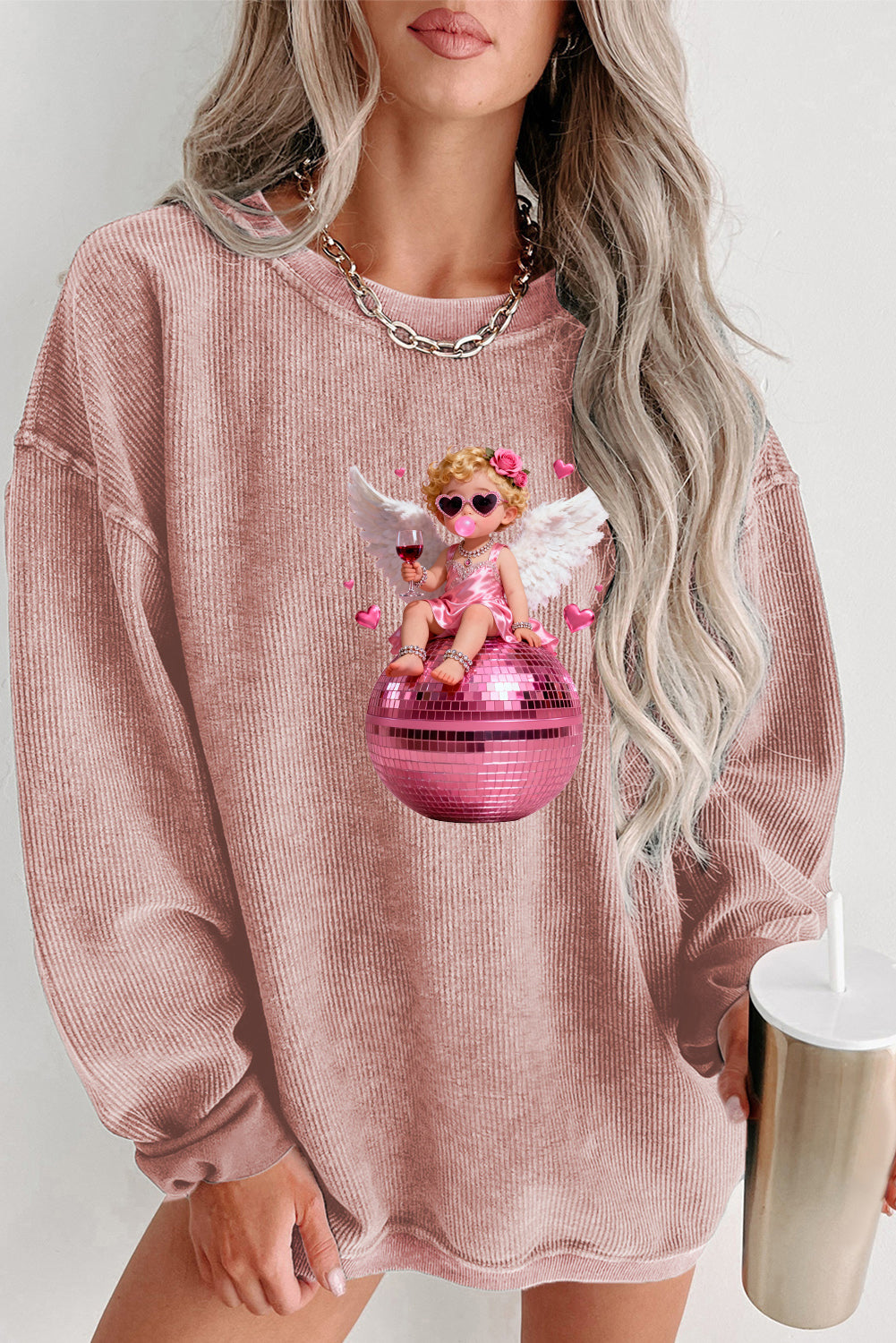 Valentine's Day Cupid Angel Heart Graphic Sweatshirt