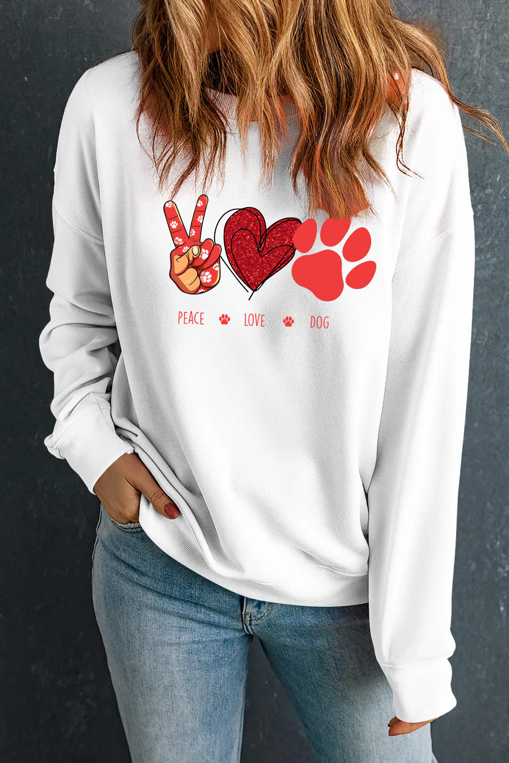 Valentine's Day Hand Drawn Heart Graphic Sweatshirt