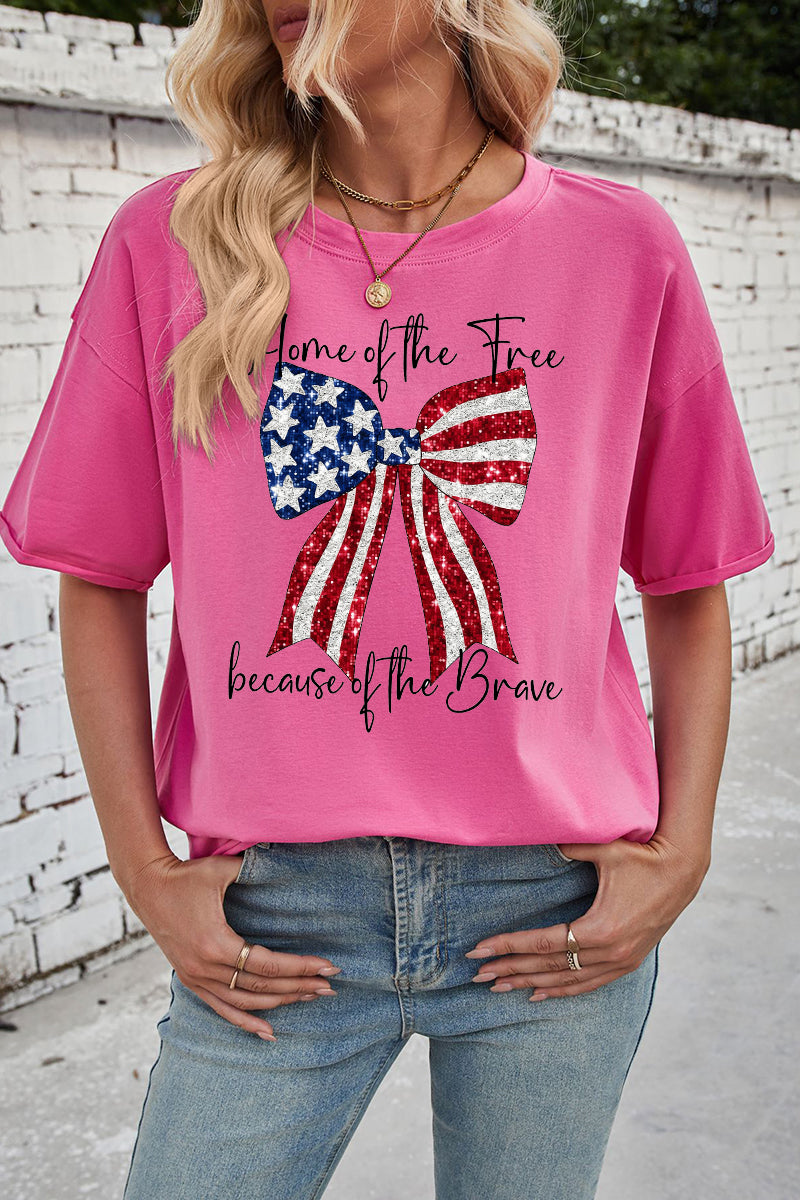 Patriotic Cotton Graphic Tee Oversized Fourth of July Top