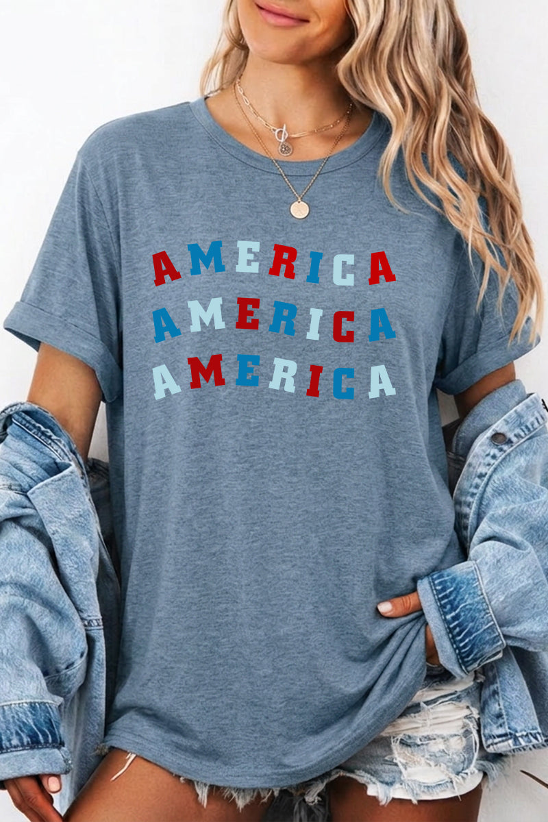 July 4th AMERICA Graphic T Shirt Women Casual
