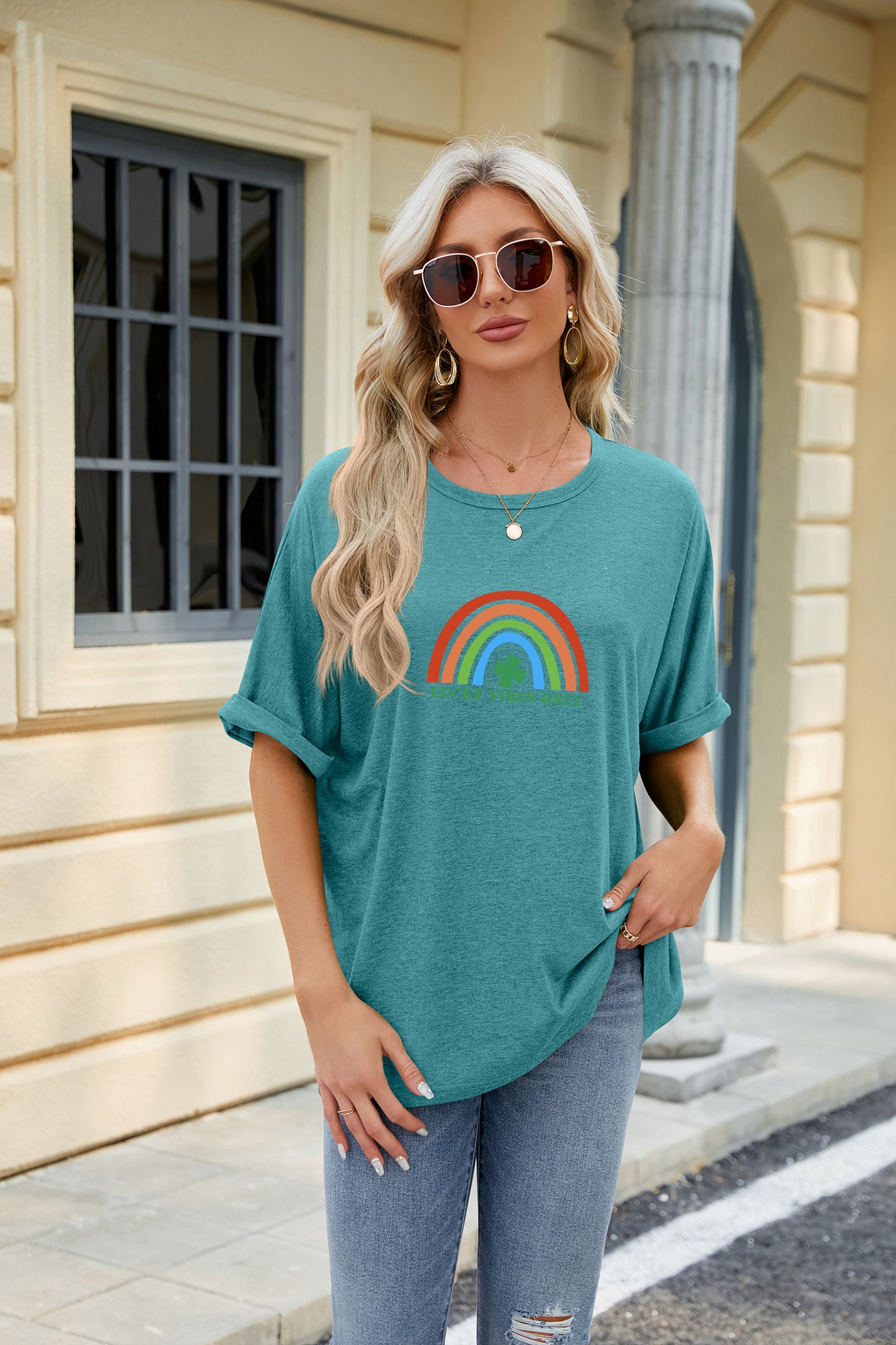 St Patrick’s Day Lucky Clover Rainbow Graphic Tee