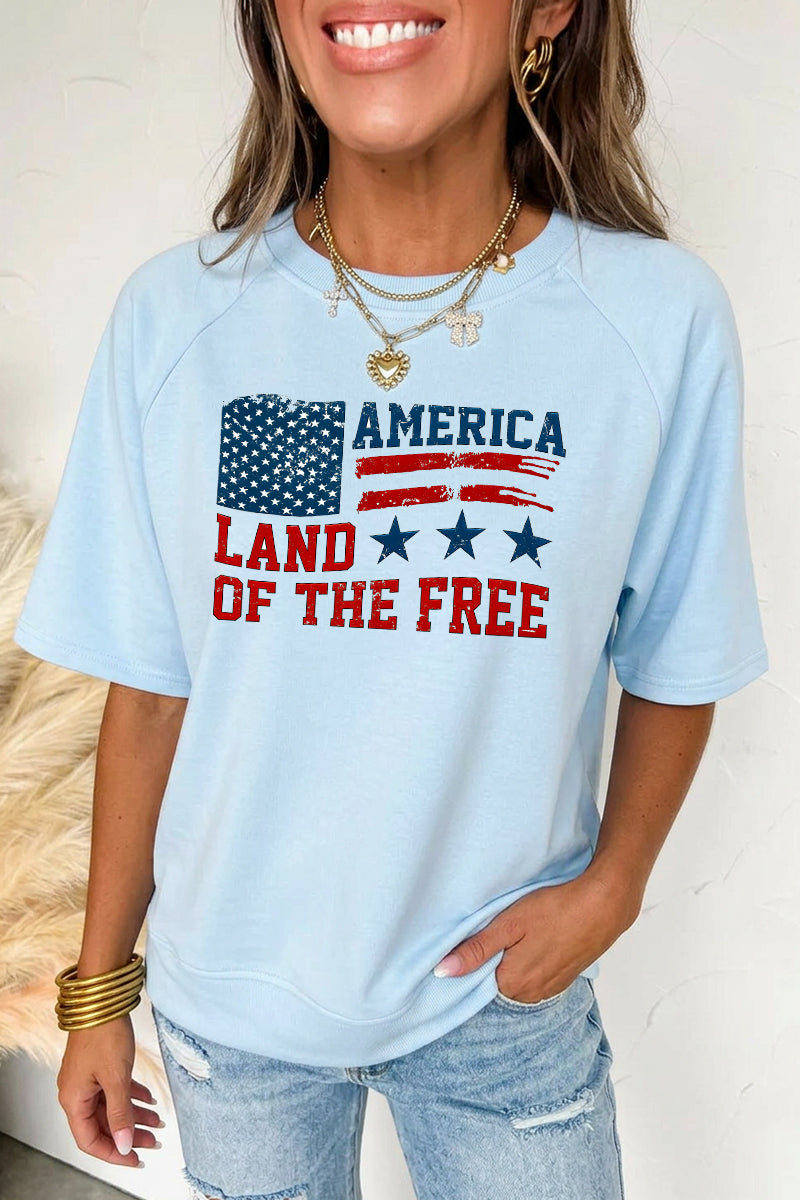 Independence Day Land of the Free Graphic Tee Top