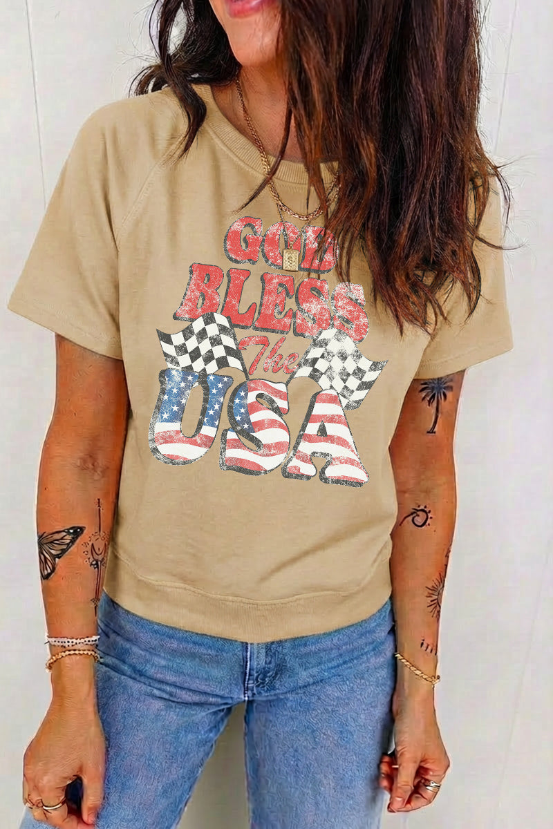 Independence Day America Graphic Tee Casual Patriotic Top