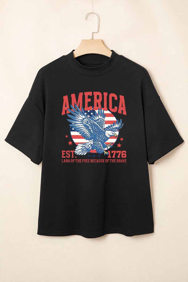 America Eagle Graphic Tee Oversized Vintage Patriotic