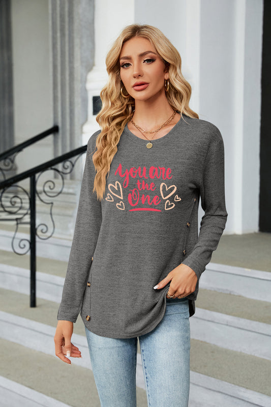 Valentine's Day Heart Quote Graphic Relaxed Fit Top