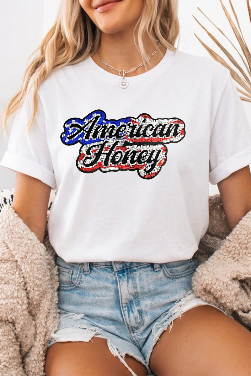 July 4th American Honey Graphic T Shirt Women