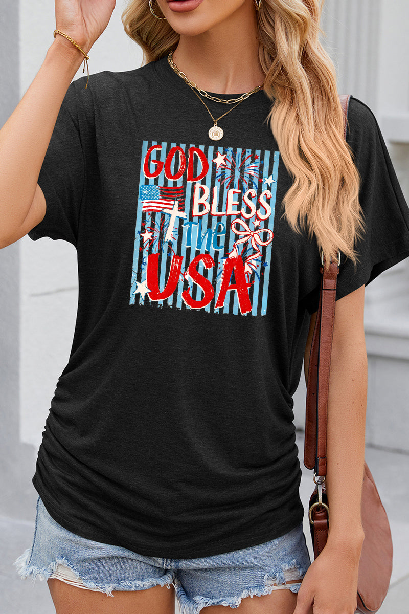 God Bless The USA Graphic Independence Day T Shirt
