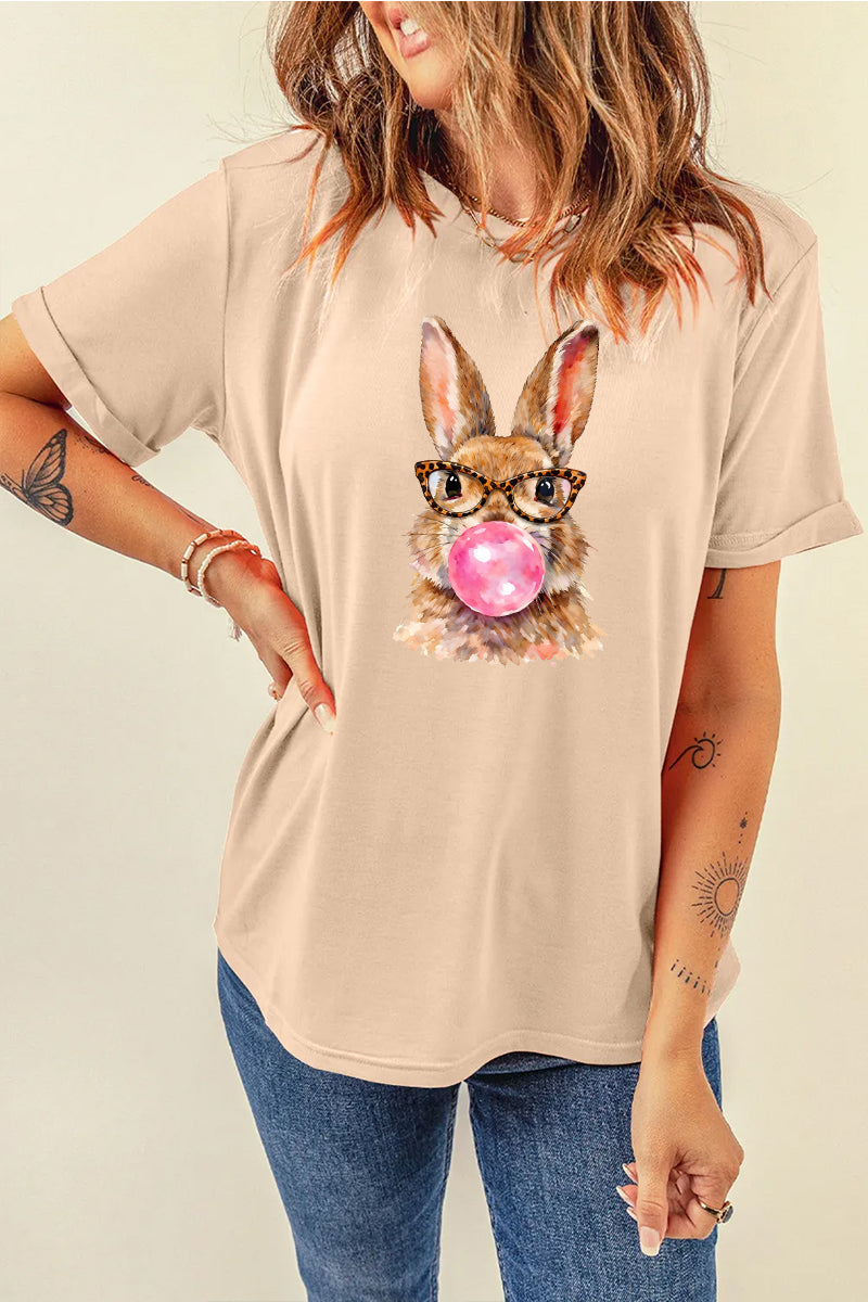 Cute Easter Bunny Graphic Tee Women Spring Casual Shirt