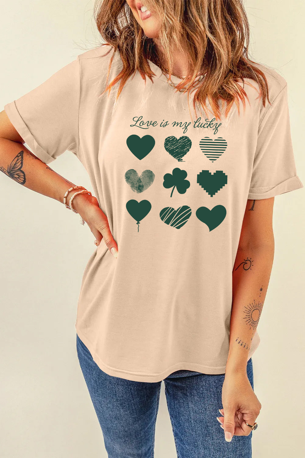 St Patricks Day Love Shamrock Heart Graphic T-Shirt