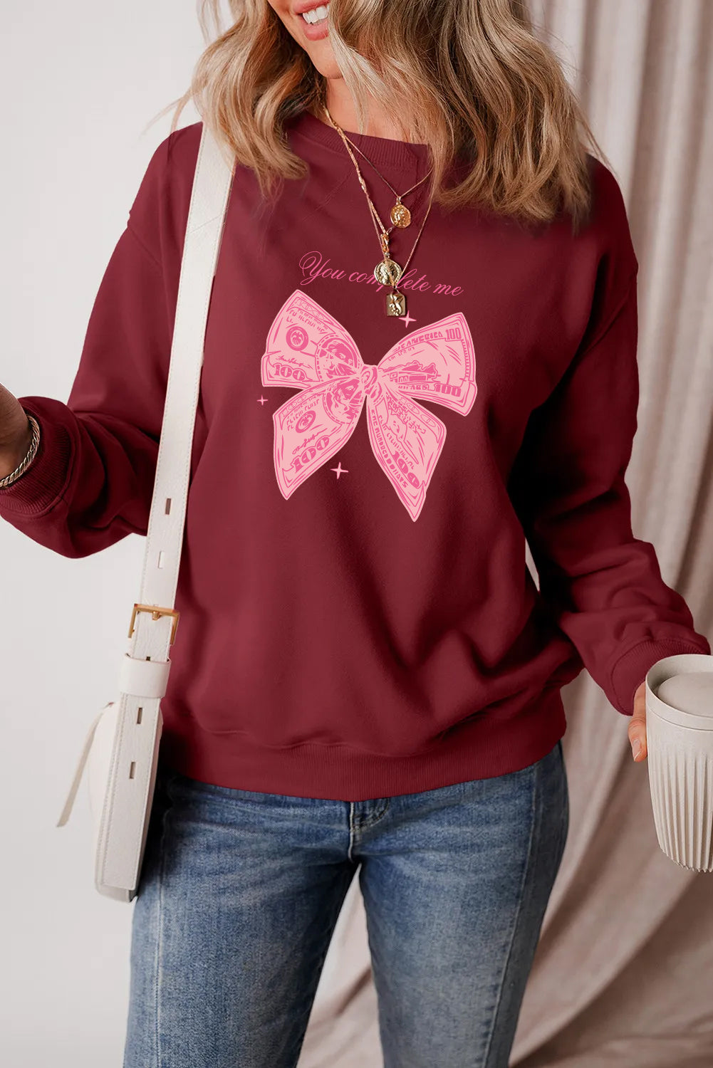 Valentine’s Day Money Bow Love Graphic Sweatshirt