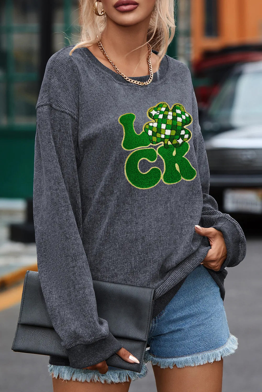 Saint Patrick’s Day Lucky Clover Sequin Sweatshirt