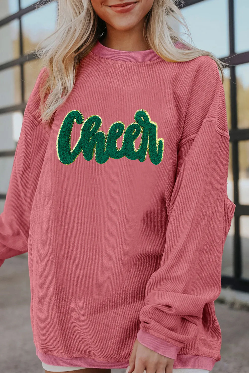 Saint Patrick’s Day Green Sequin Cheer Graphic Sweatshirt