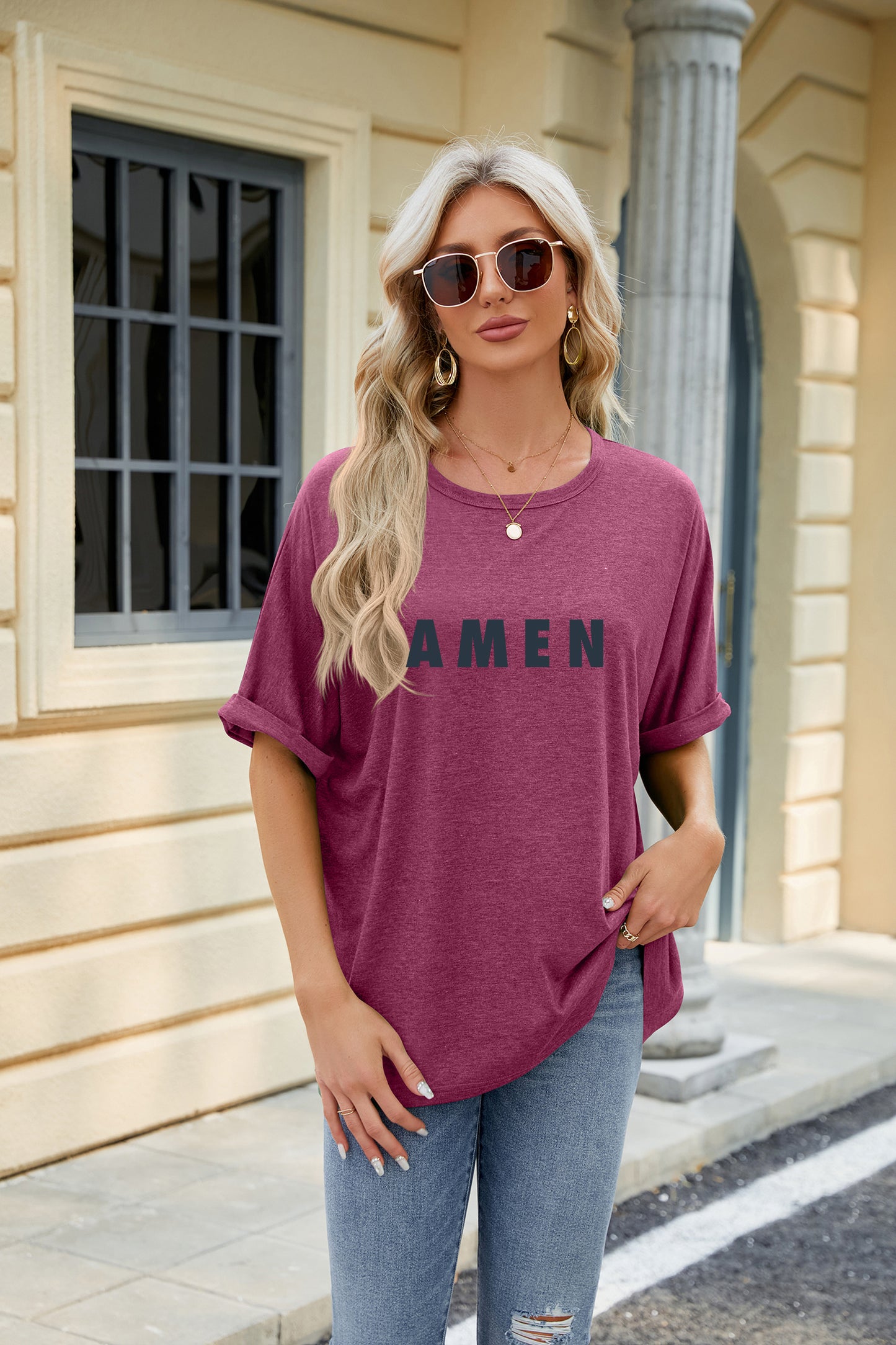 Easter Amen Graphic Oversized Casual T Shirt