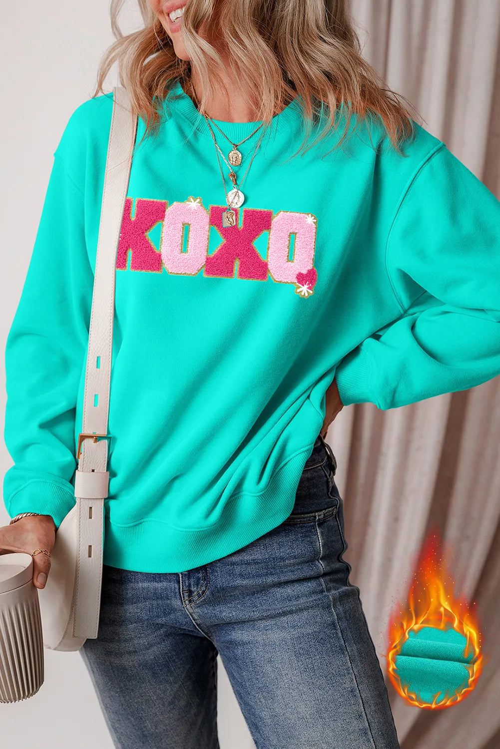Valentine’s Day XOXO Glitter Graphic Sweatshirt