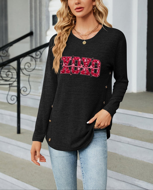 Valentine's Day XOXO Heart Letter Everyday Long Sleeve