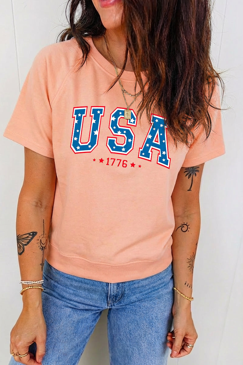 Independence Day USA Graphic Tee Casual Patriotic Top