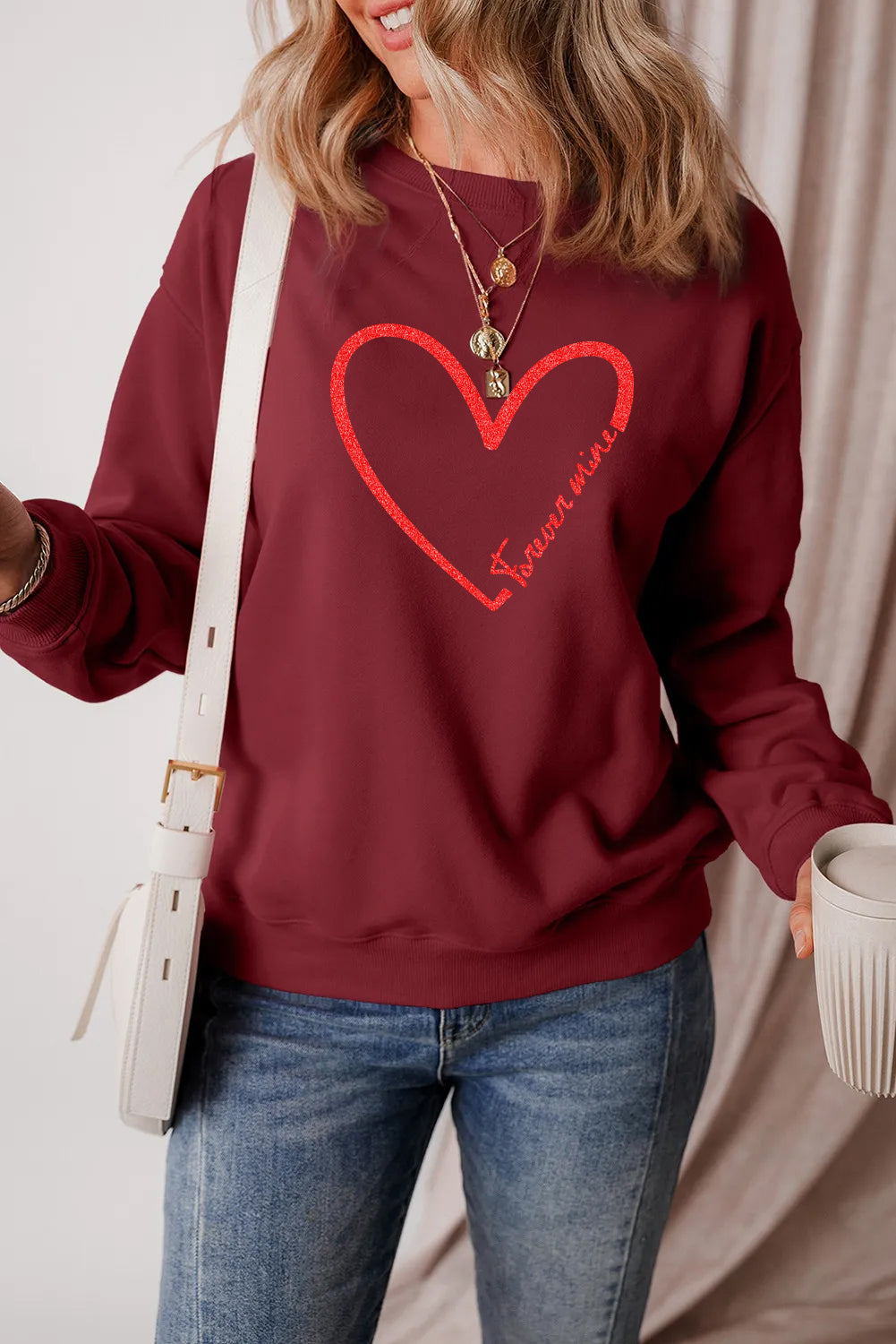 Valentine’s Day Forever Mine Heart Graphic Sweatshirt