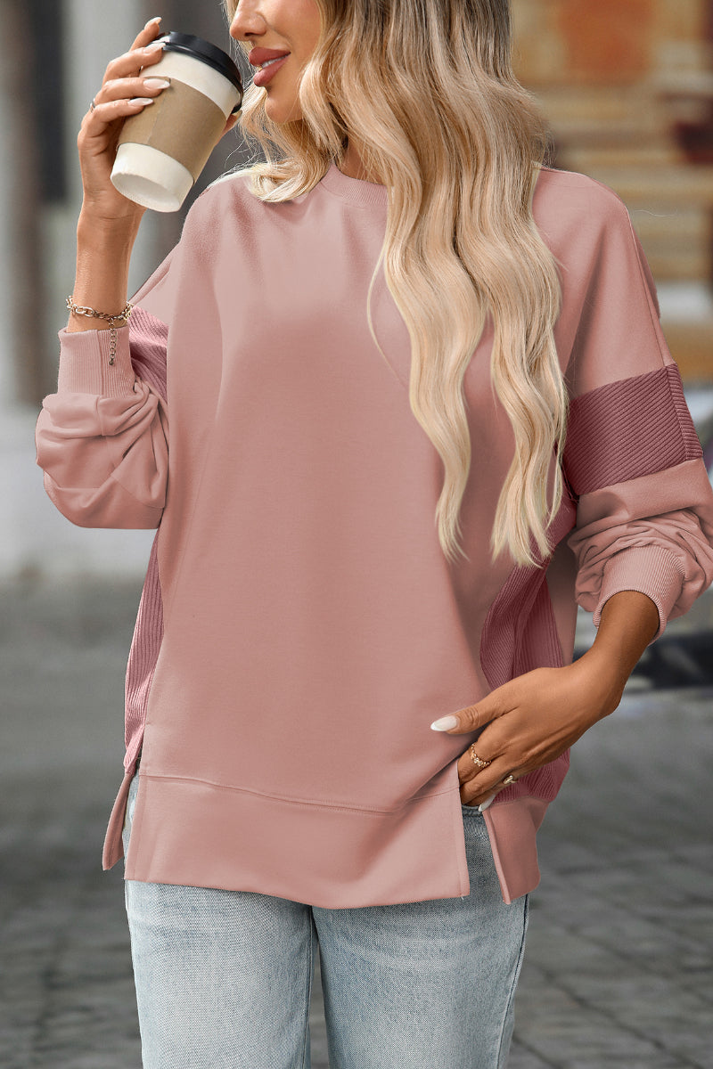 Colorblock Crewneck Long Sleeve Pullover Sweatshirt Women