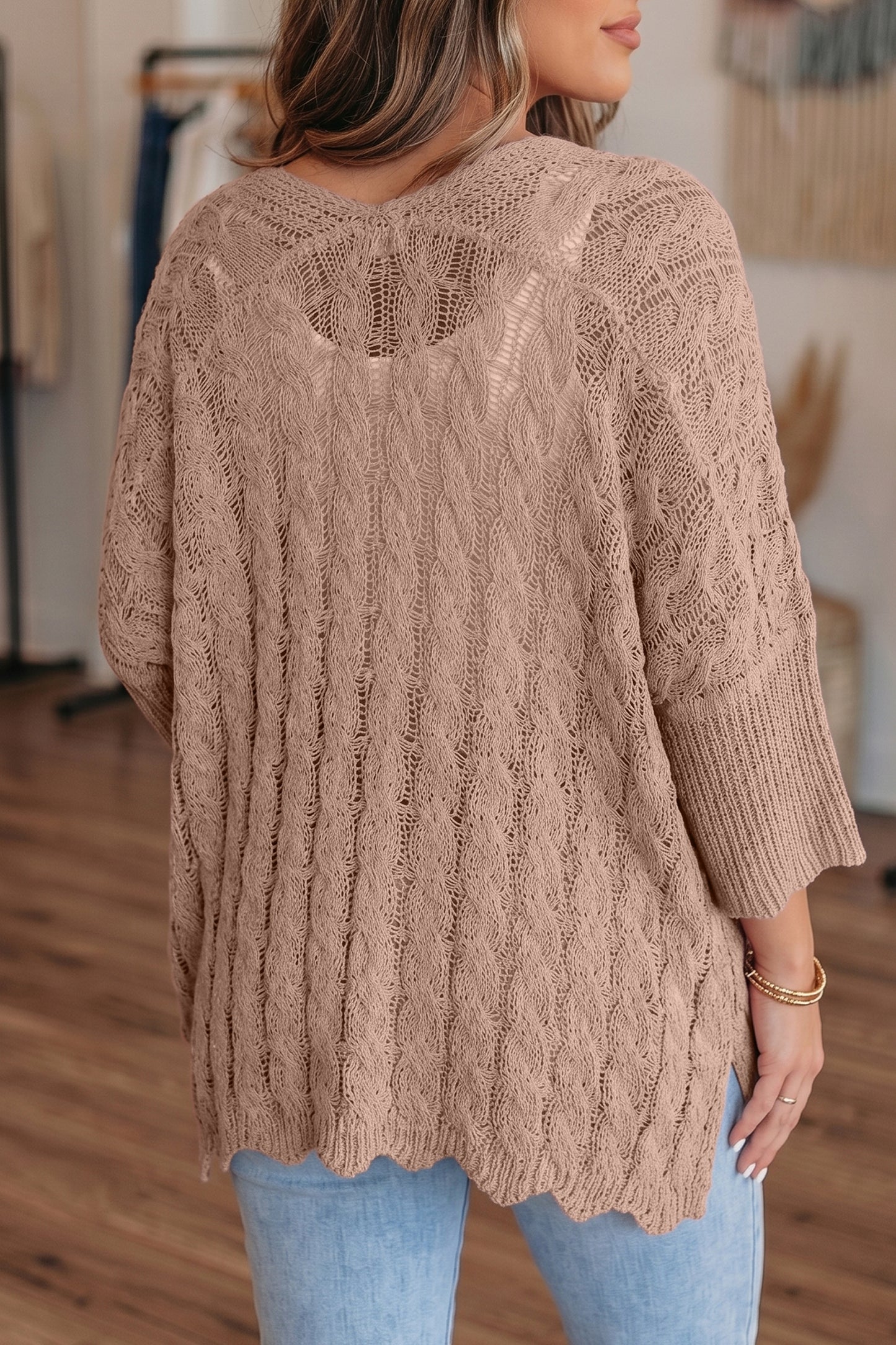 Open Knit Acrylic Cardigan Beach Boho Lightweight