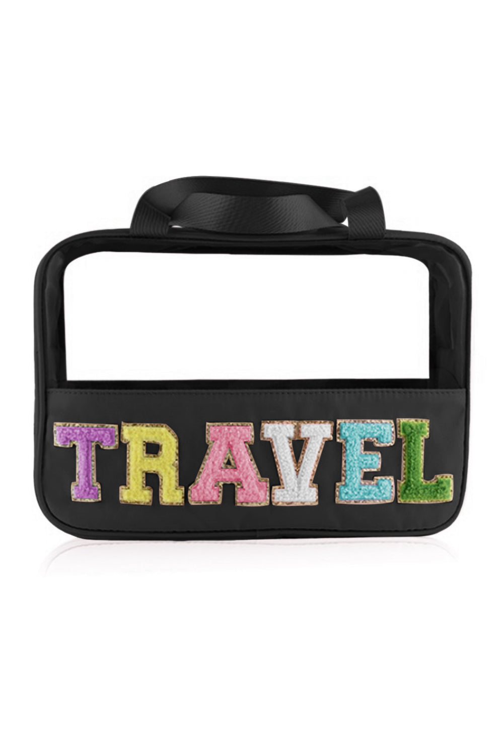 Parchment TRAVEL Chenille Letter Clear PVC Makeup Bag