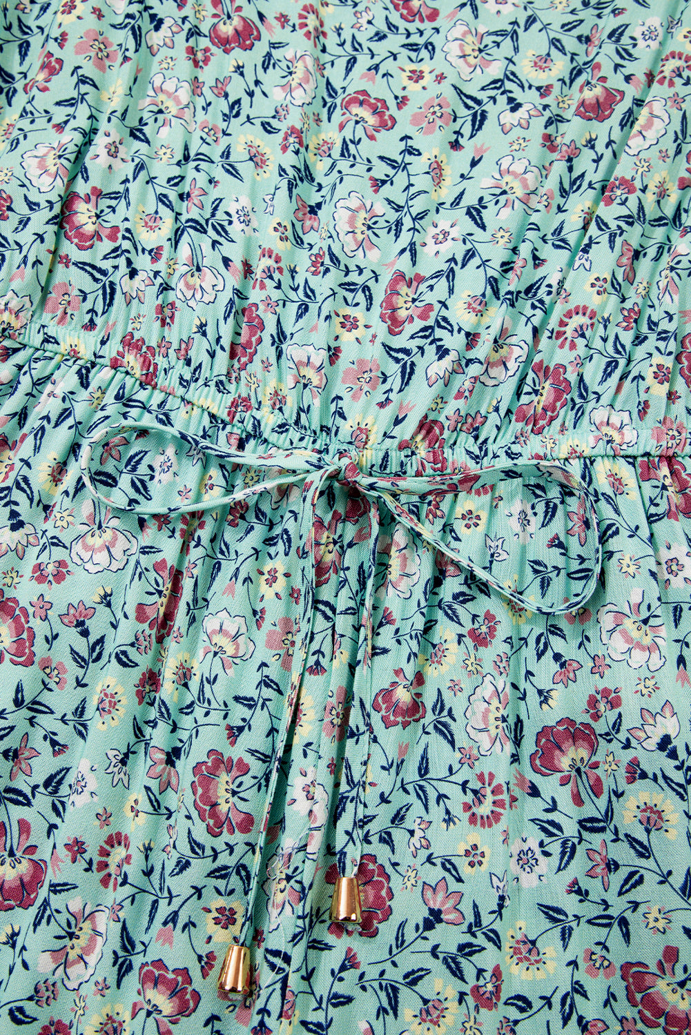 Green Bohemian Floral Ruffle Bottom Spaghetti Strap Jumpsuit