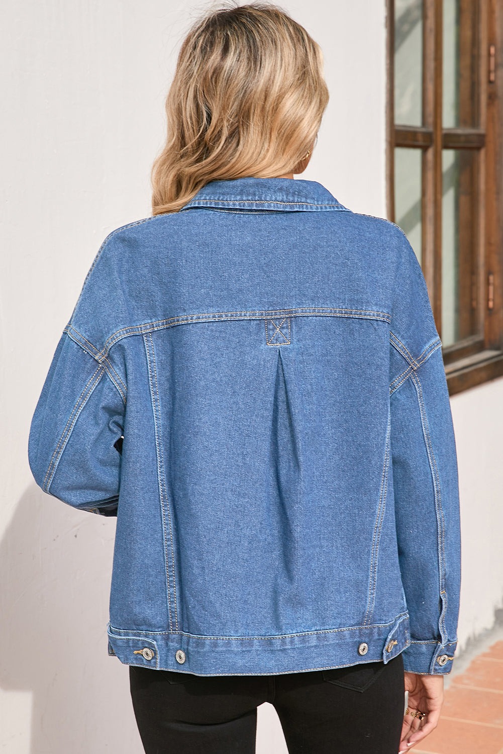 Washed Oversize Pocketed Denim Jacket