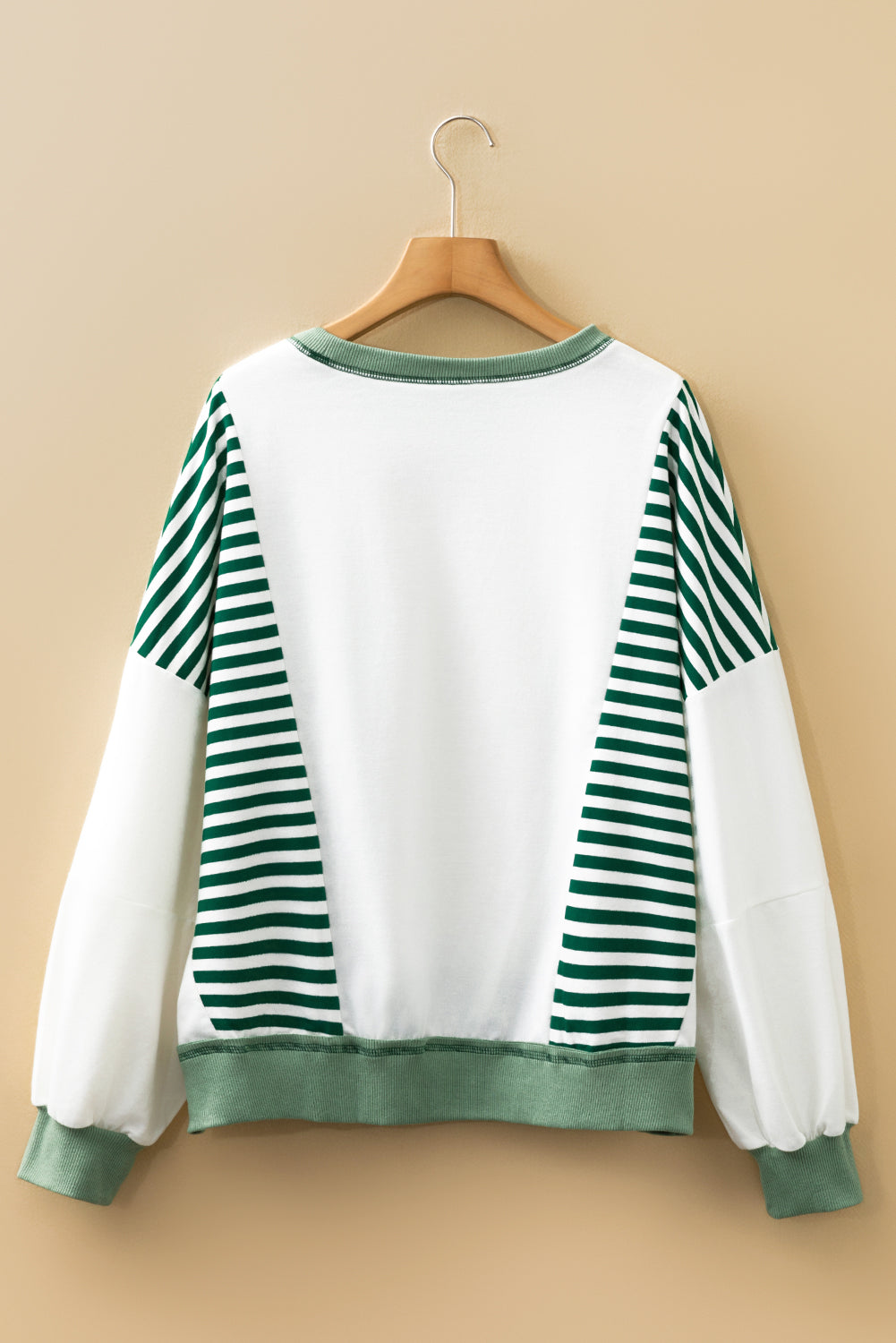 Red Stripe Colorblock Patchwork Contrast Stitching Oversize Sweatshirt