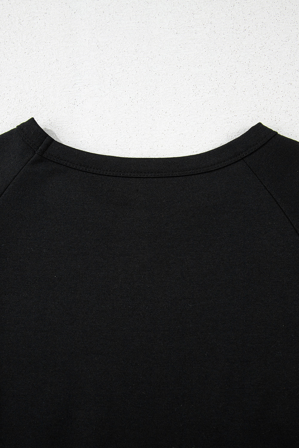 Solid Color Striped Patch Front Casual Tee