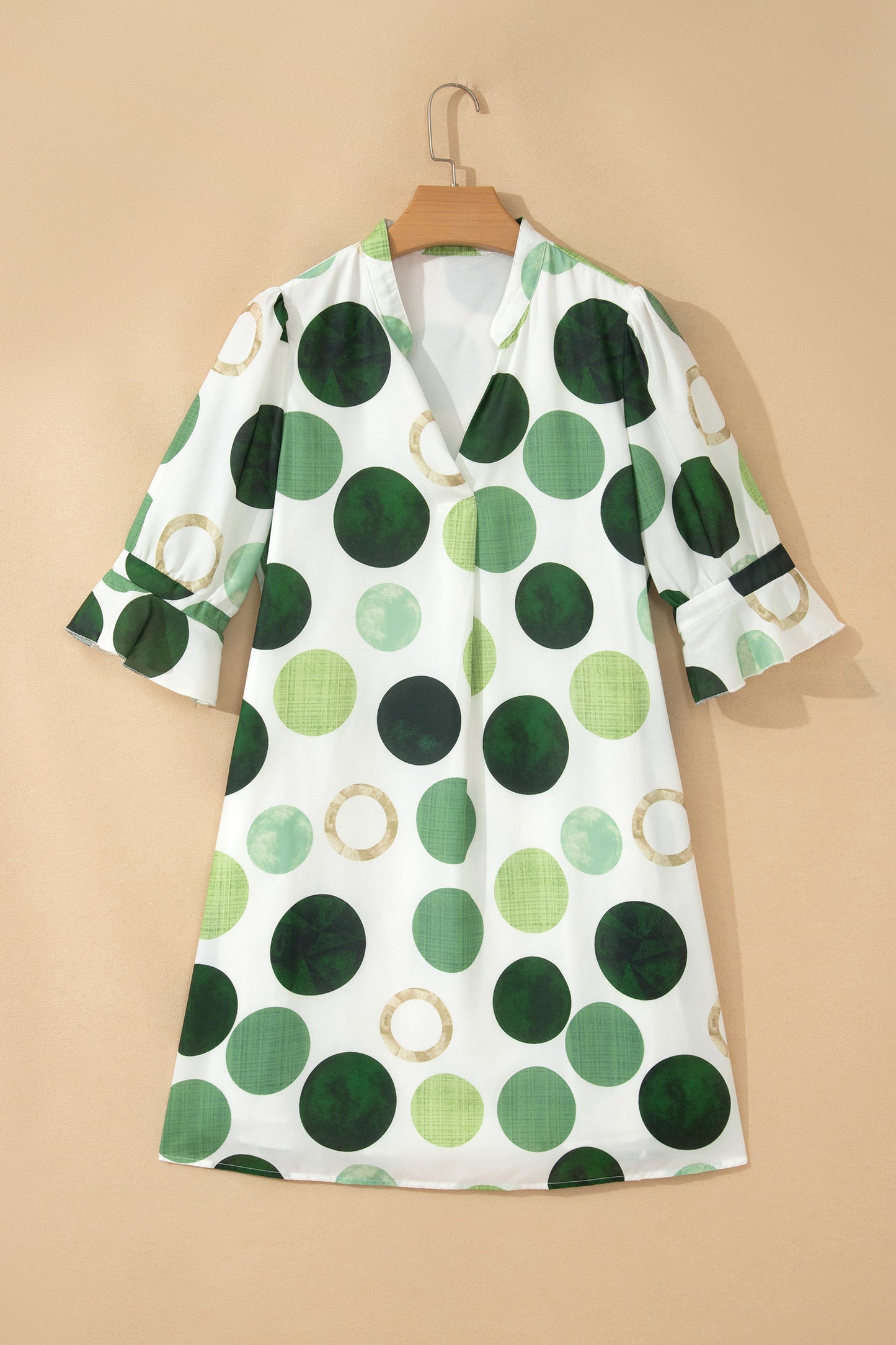 Polka Dot Mini Dress Shift V Neck Summer Dress