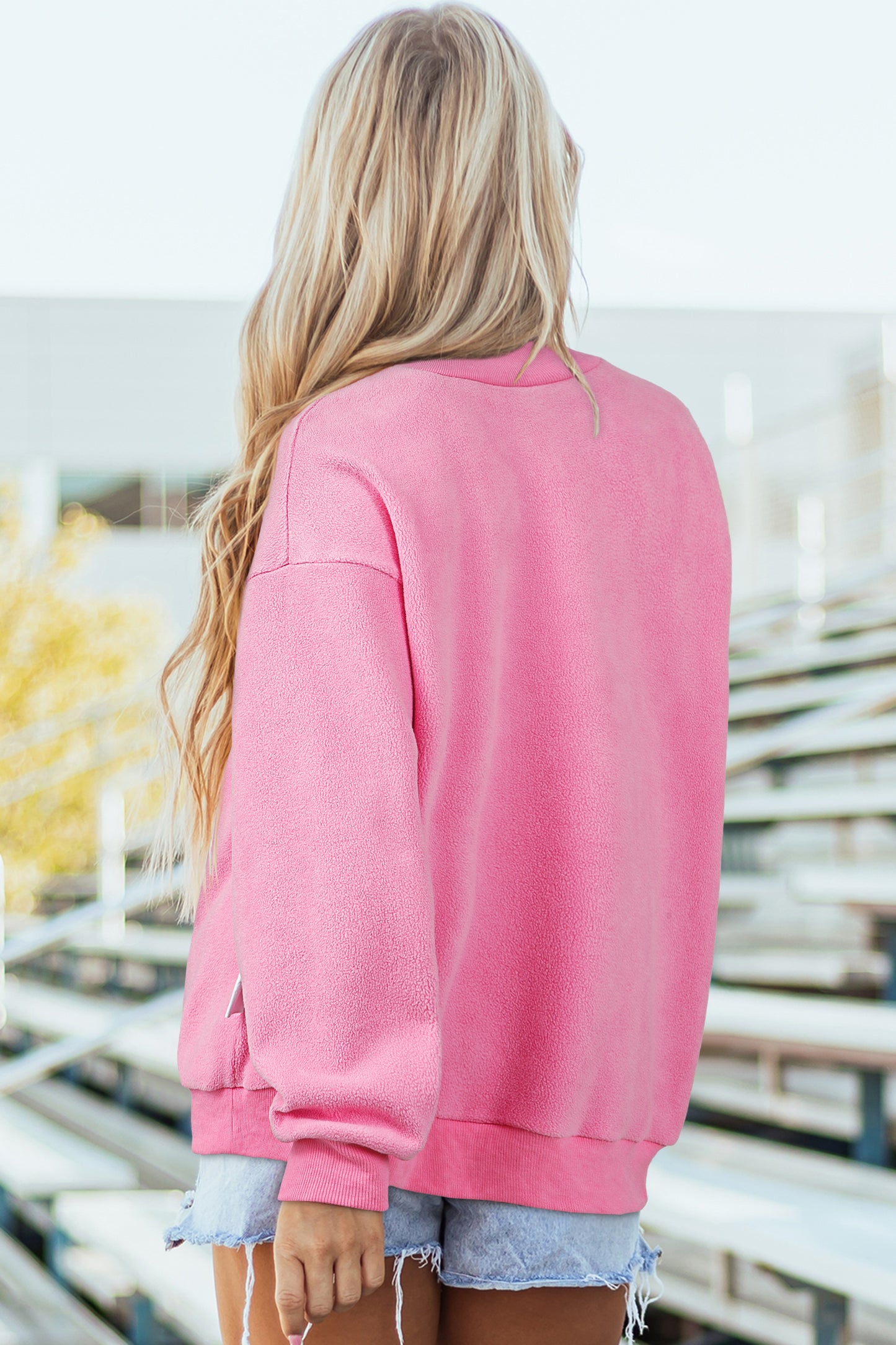 Racing Red Oversize Drop Shoulder Reversible Mock Neck Sweatshirt