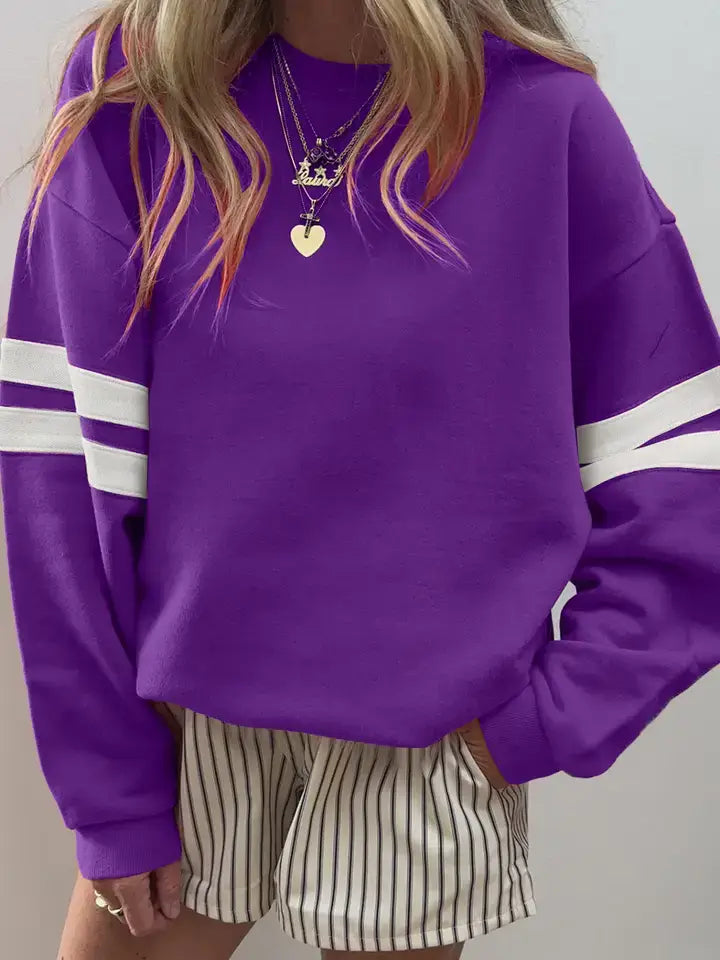 Evergreen Varsity Striped Detail Drop Shoulder Oversized Sweatshirt