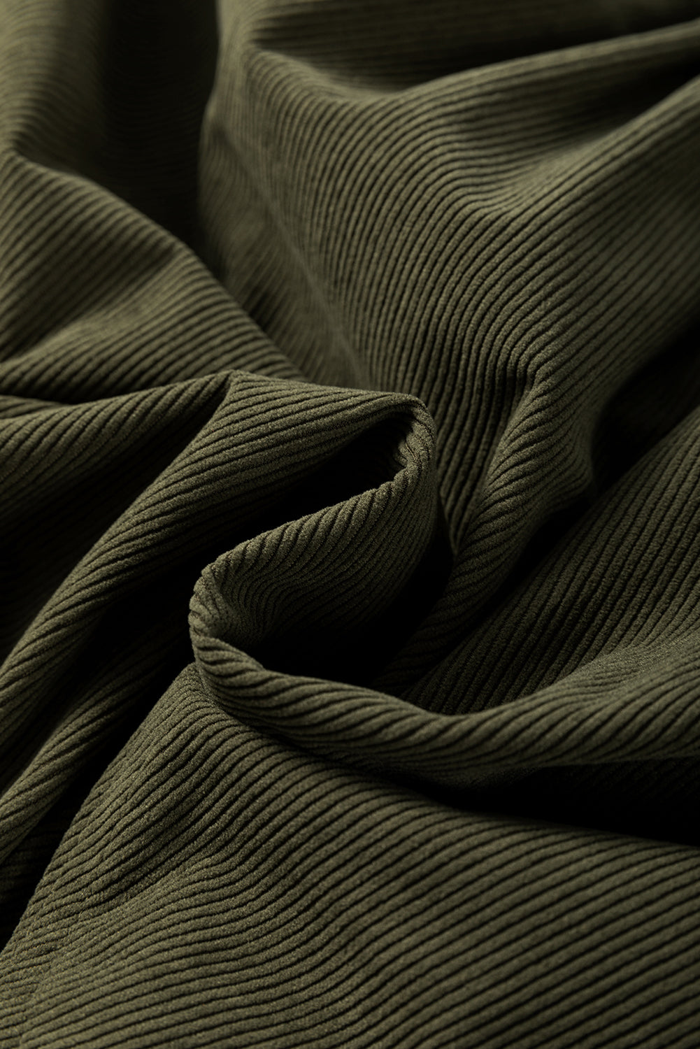 Corduroy Snap Buttons Empire Waist Bracelet Sleeve Dress