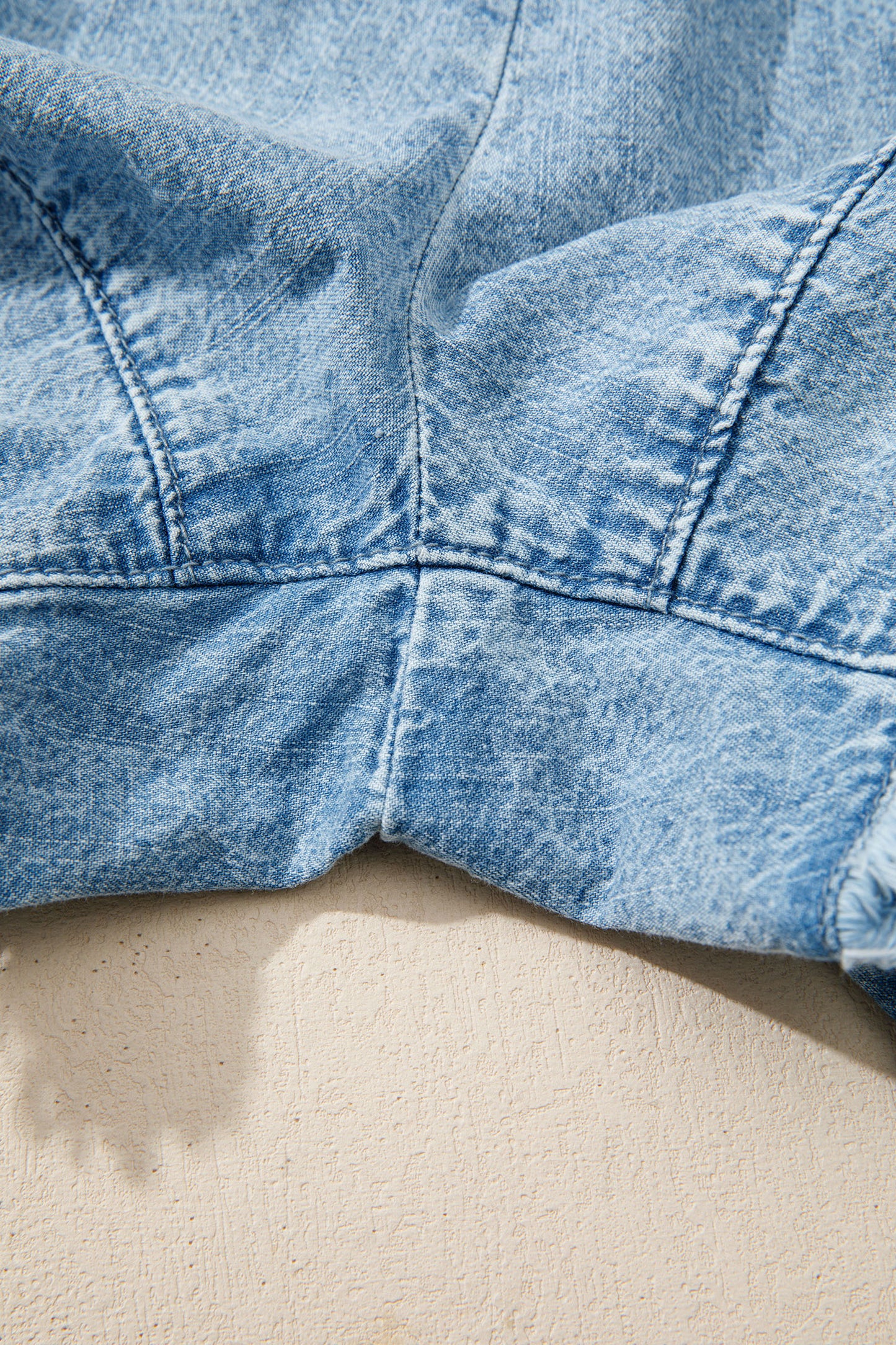 Washed Denim Shorts Drawstring Frayed Casual Summer