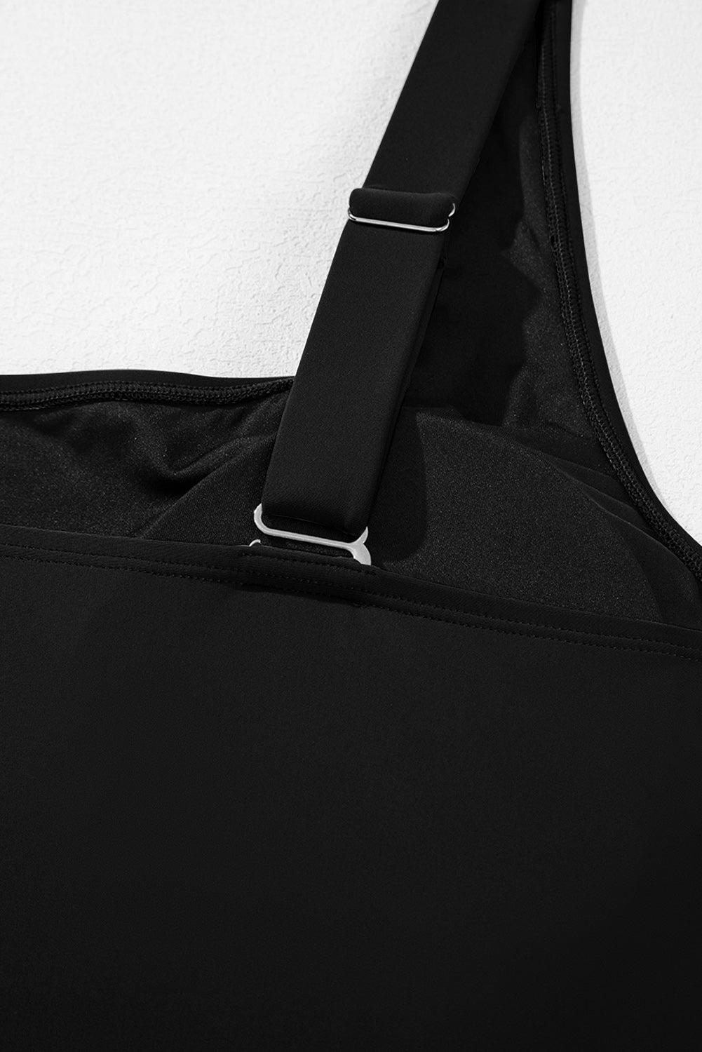 Black Solid Color Square Neck Knotted Plus Size One Piece Swimsuit