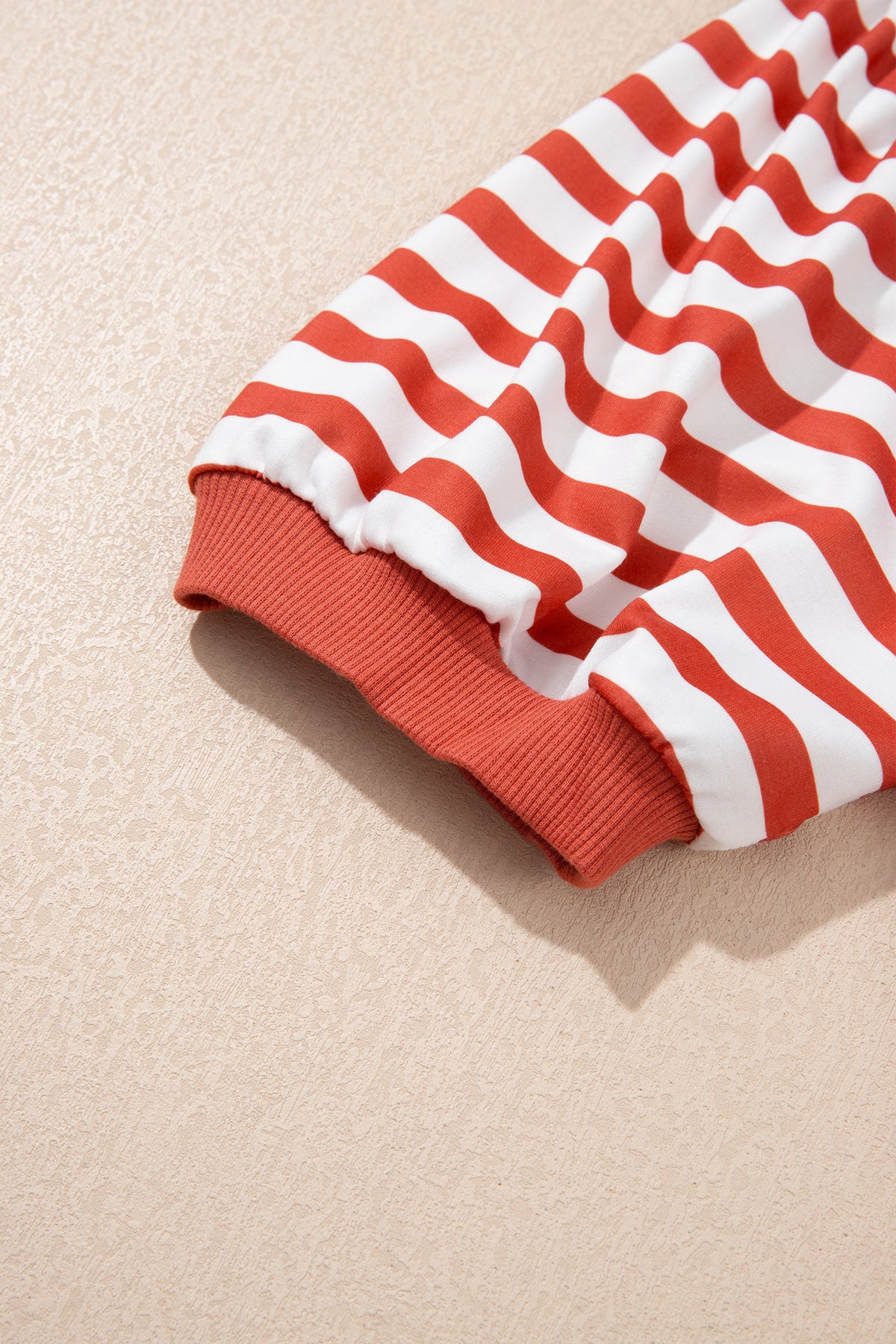 Khaki Stripe Short Bubble Sleeve T Shirt