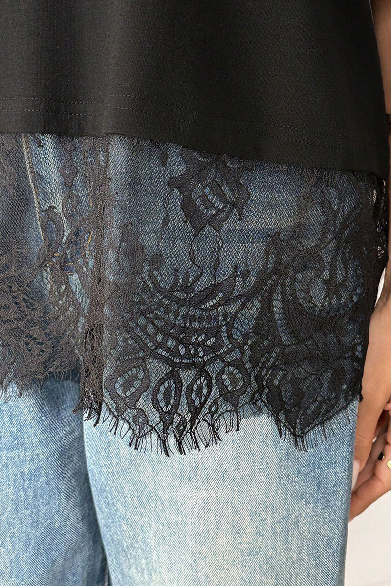 USA World Cup Graphic Lace Hem Oversized T Shirt