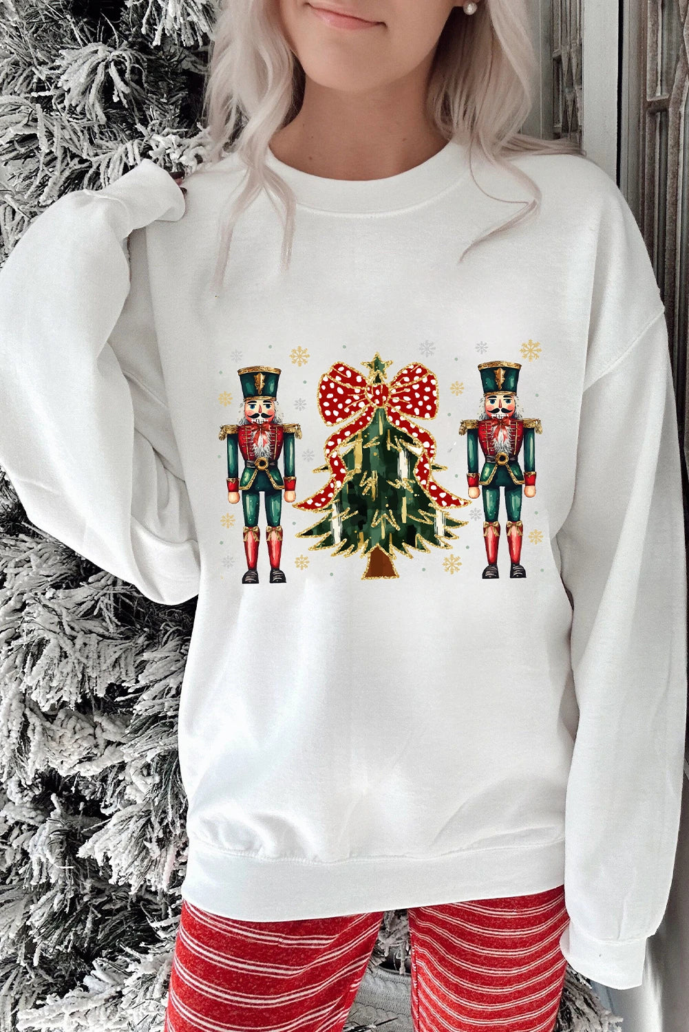 White Nutcracker Man Guard Christmas Holiday Graphic Sweatshirt