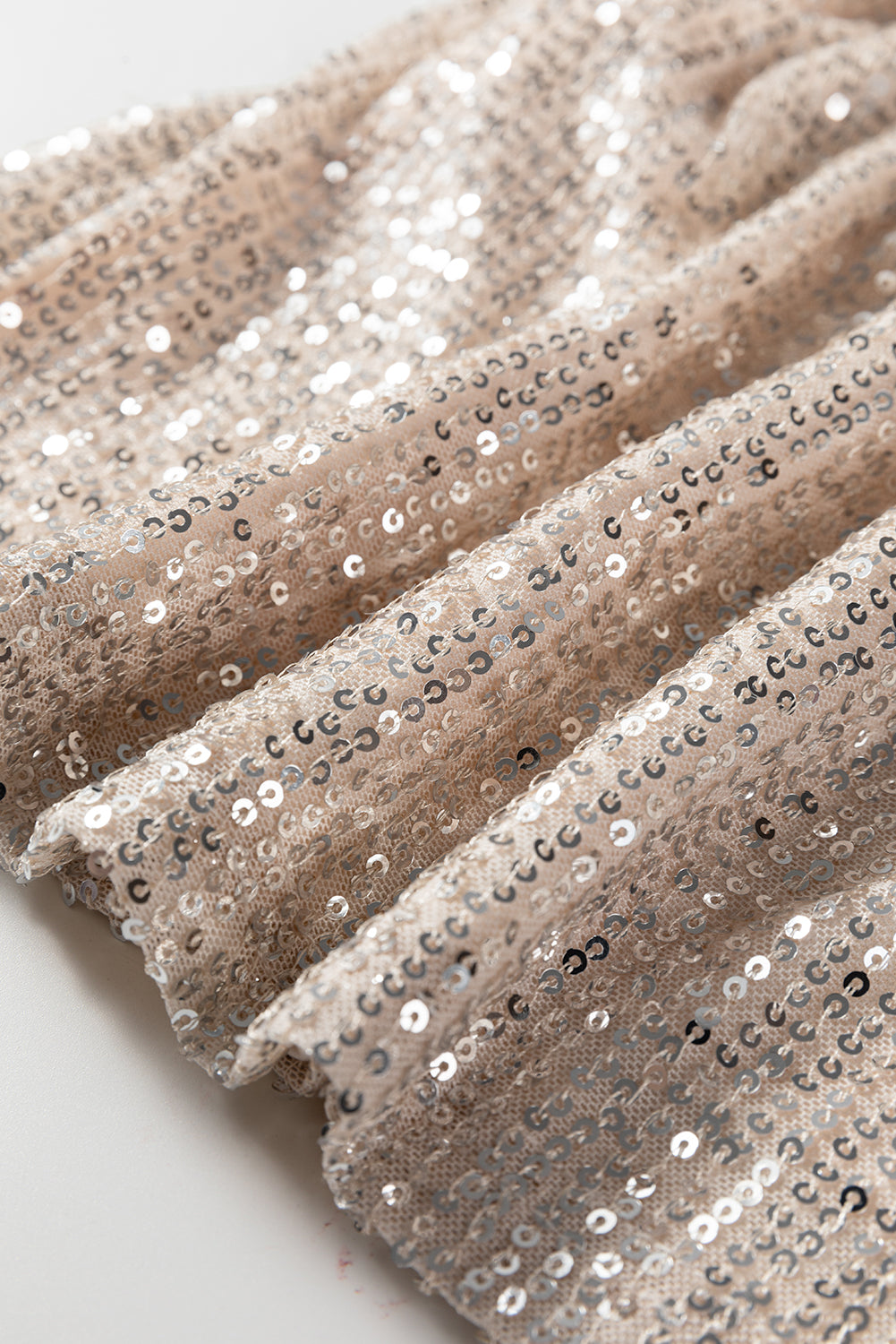 Black Sequin Mock Neck Drape Open Back Bell Sleeve Top