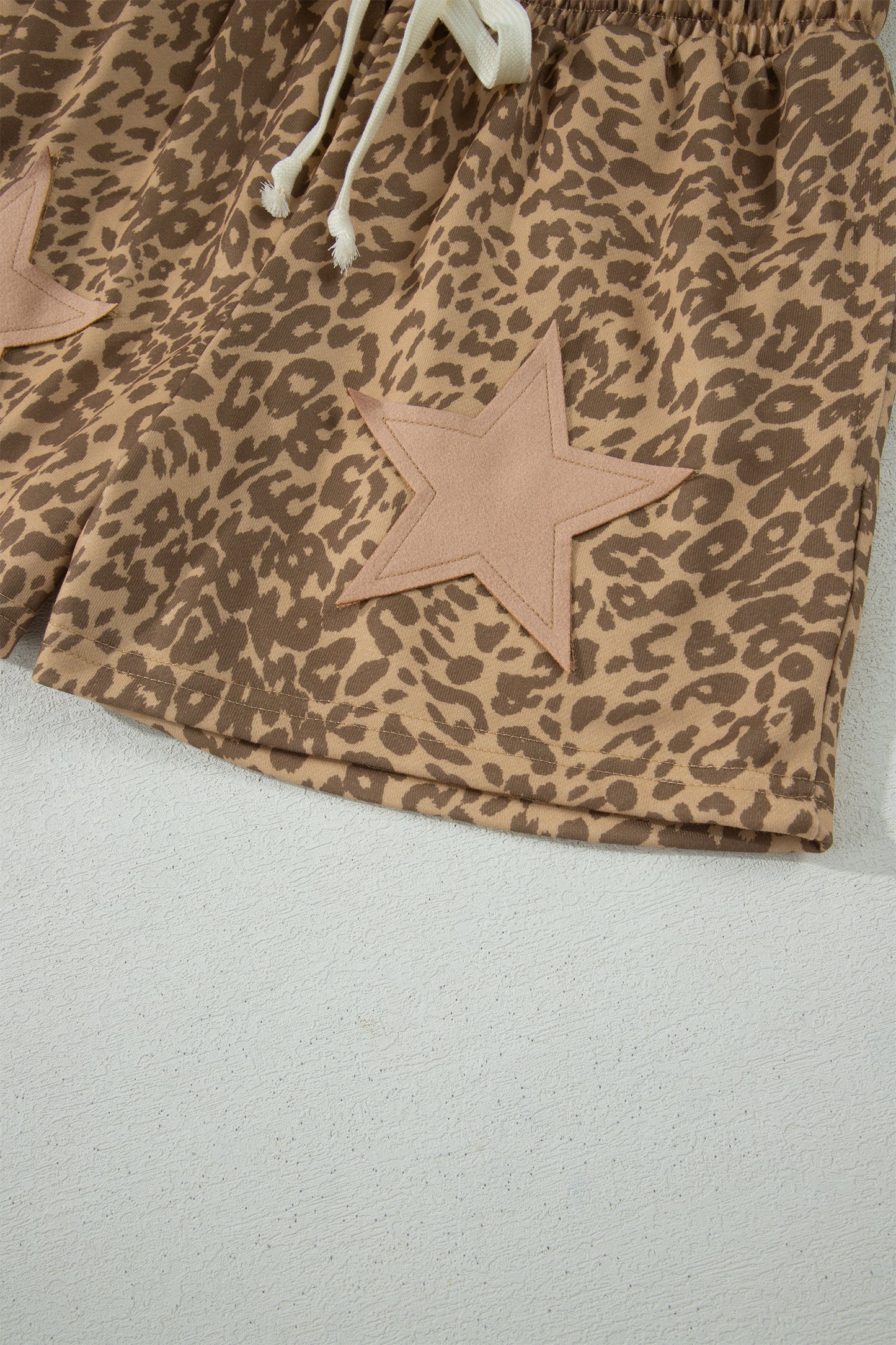 Leopard Stars Polyester Casual Shorts Western Shift