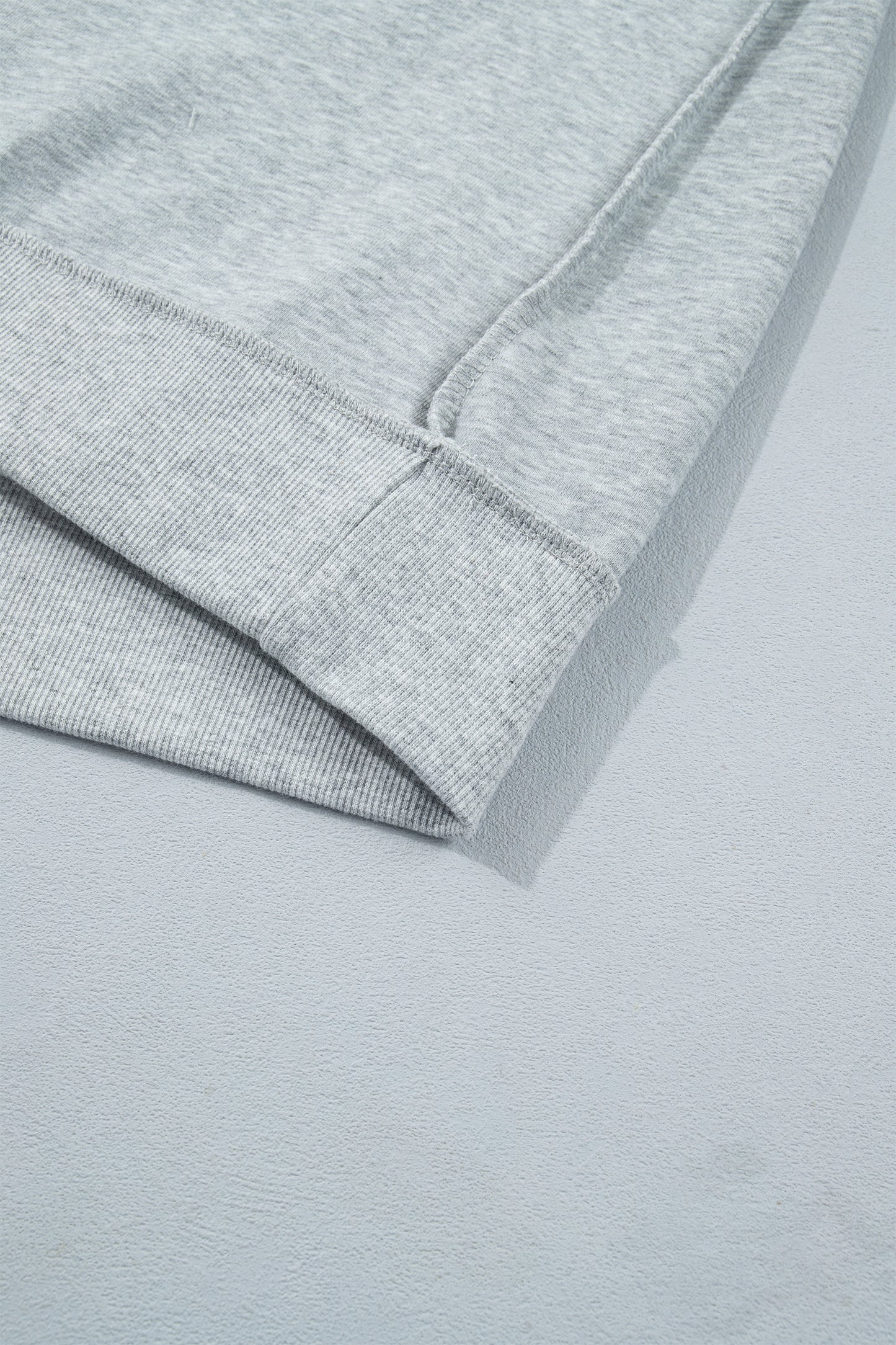 Light Grey Exposed Seam Mock Neck Letter Embroidered Loose Sweatshirt