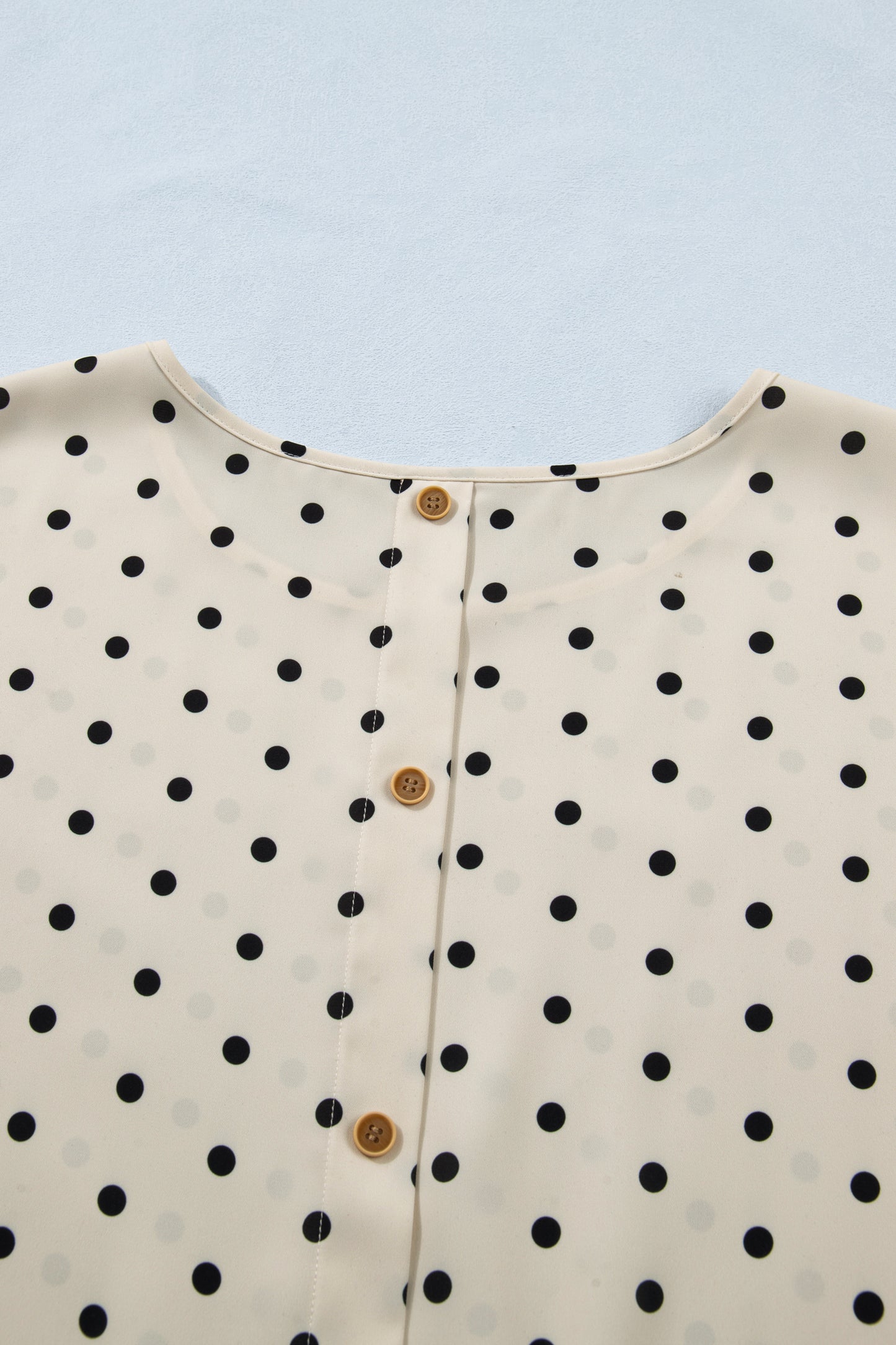 Apricot Plus Size Polka Dot Print Button Detail Short Sleeve Babydoll Blouse