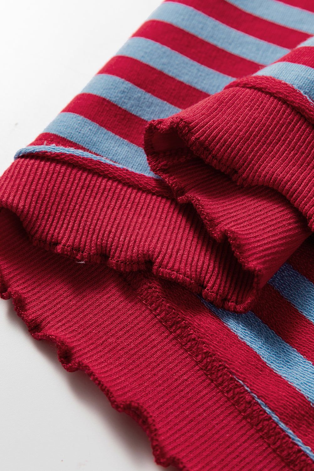 Green Stripe Exposed Seam Contrast Ribbed Trim Oversize Sweatshirt