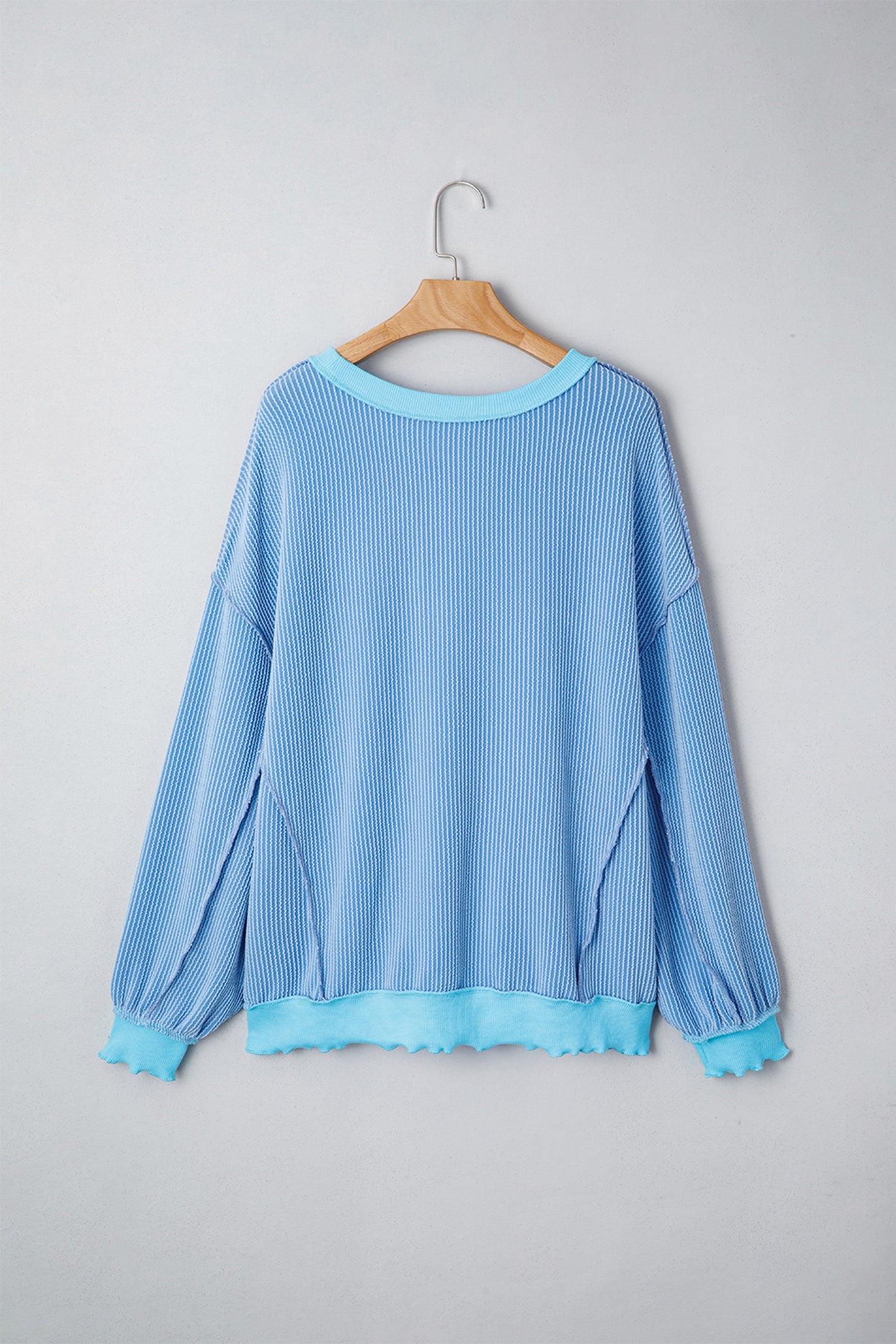 Myosotis Sequin Easter Eggs Twisted Rib Exposed Seam Color Block Top