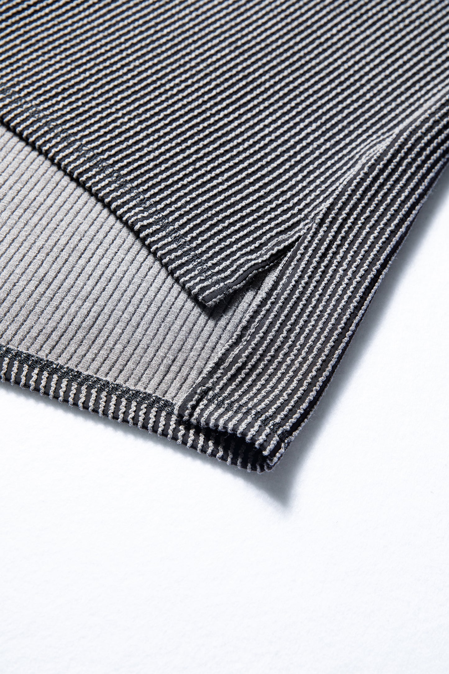 Black Twist Ribbed Exposed Seam Detail Long Sleeve Loose Top