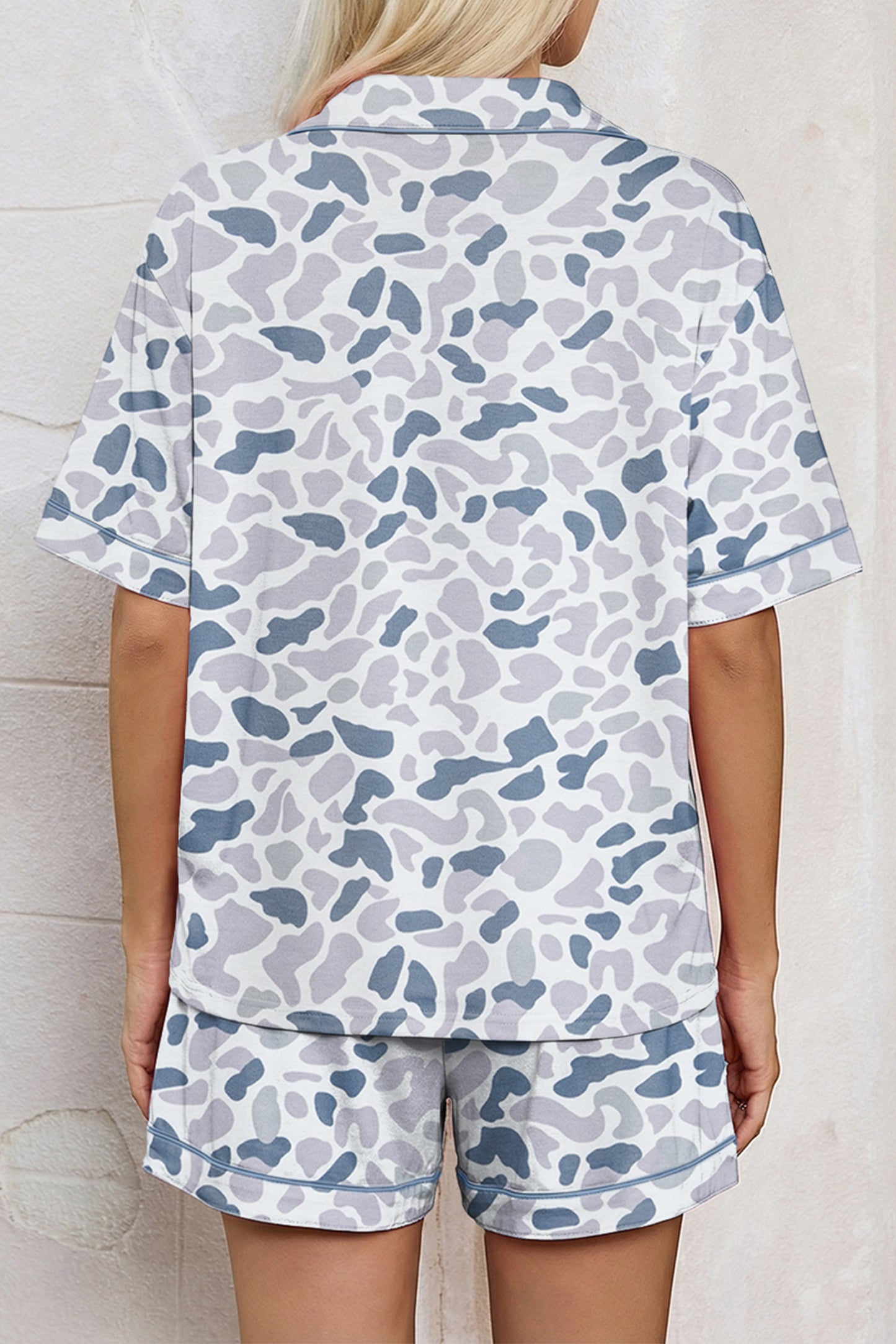 Polka Dot Satin Pajama Set Button Down Sleepwear
