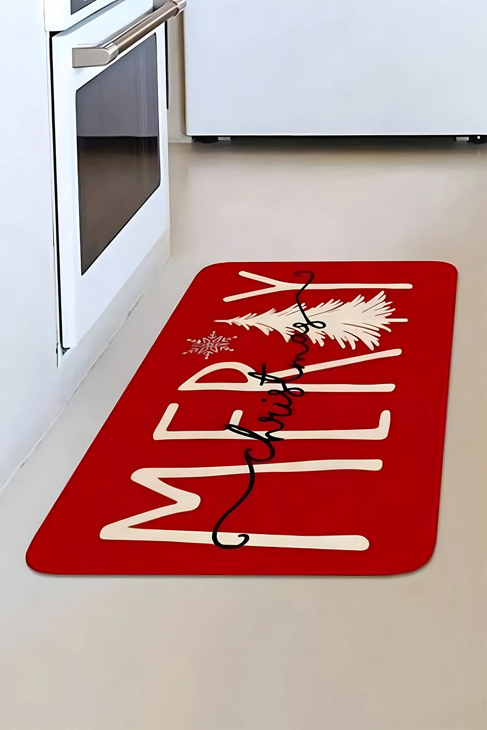 Fiery Red Merry Christmas Porch Decoration Anti-Slip Entrance Mat