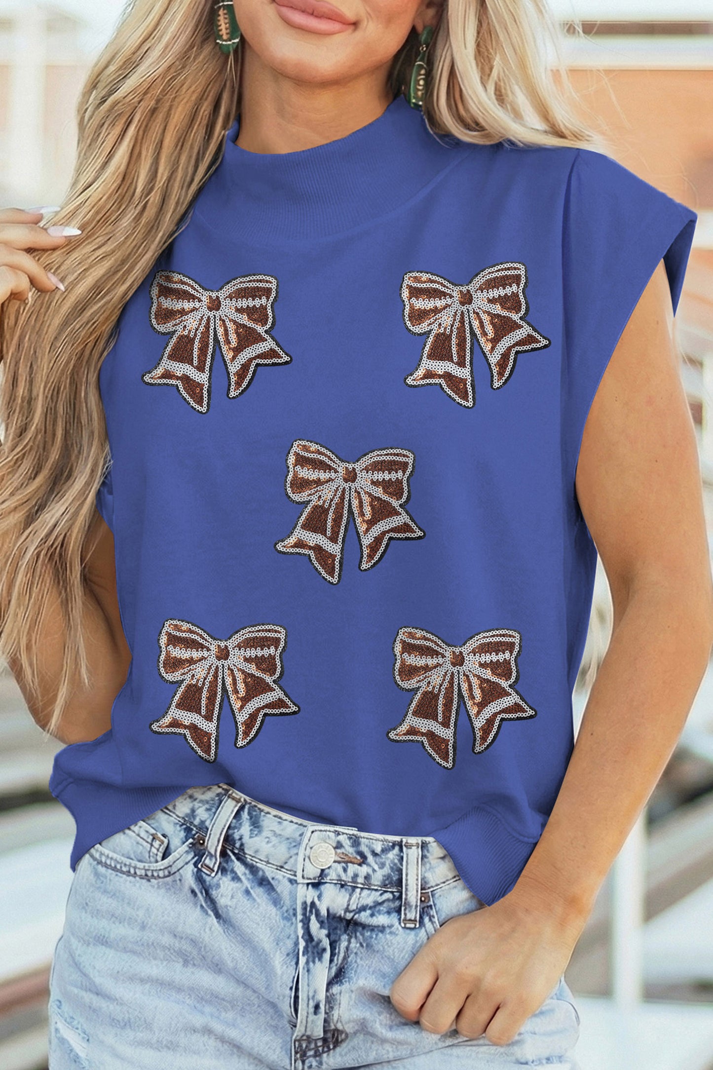 Bow Cotton Graphic Tee Trendy Game Day Fan Top